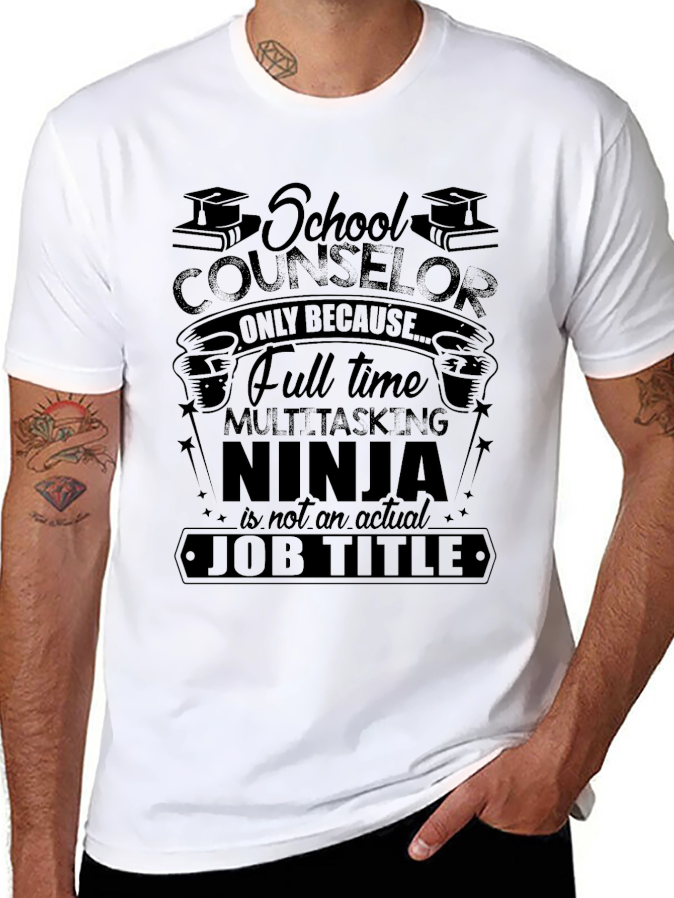 School Counselor Ninja Black T-Shirt
