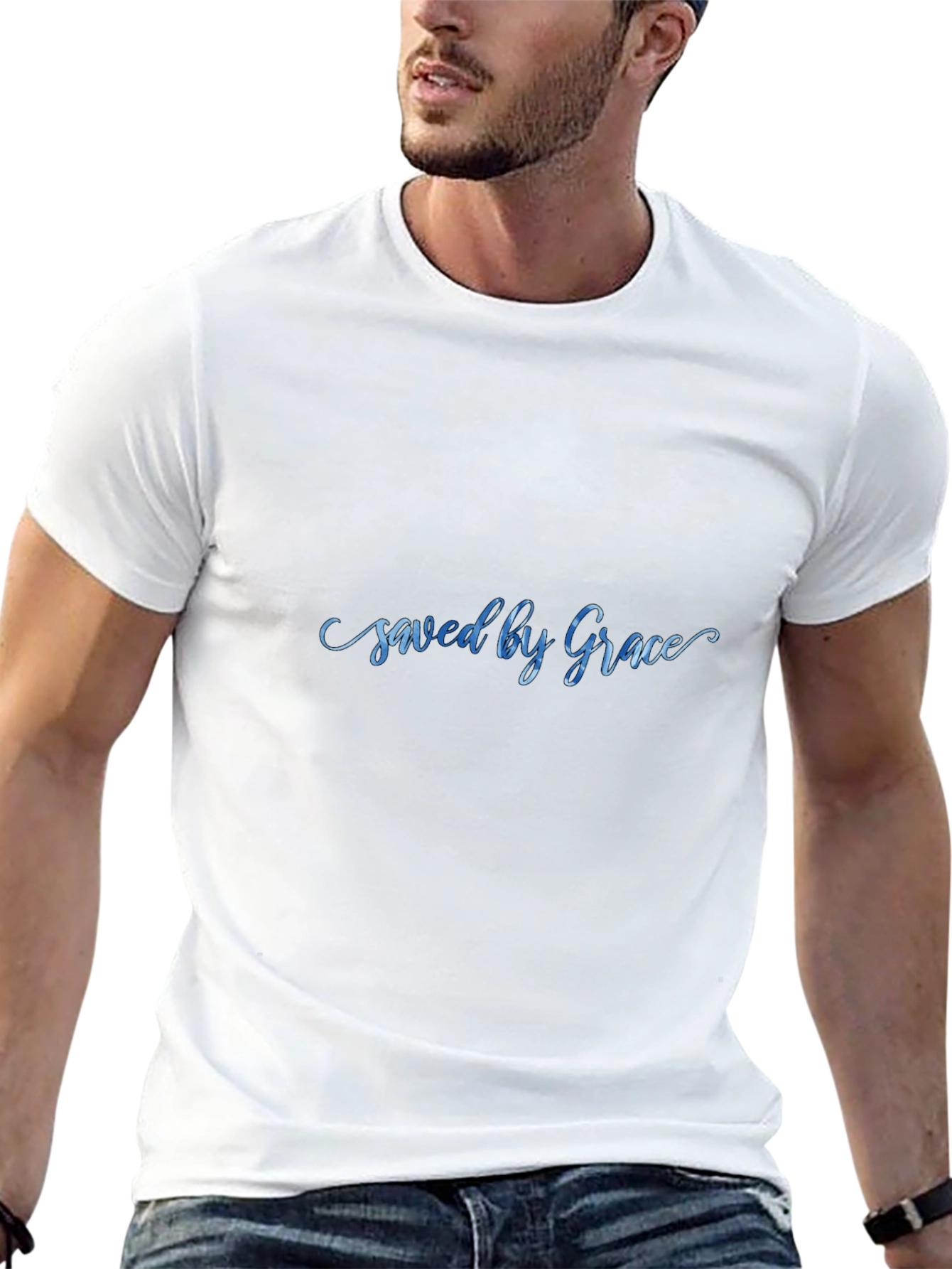 Saved by Grace Black Graphic T-Shirt