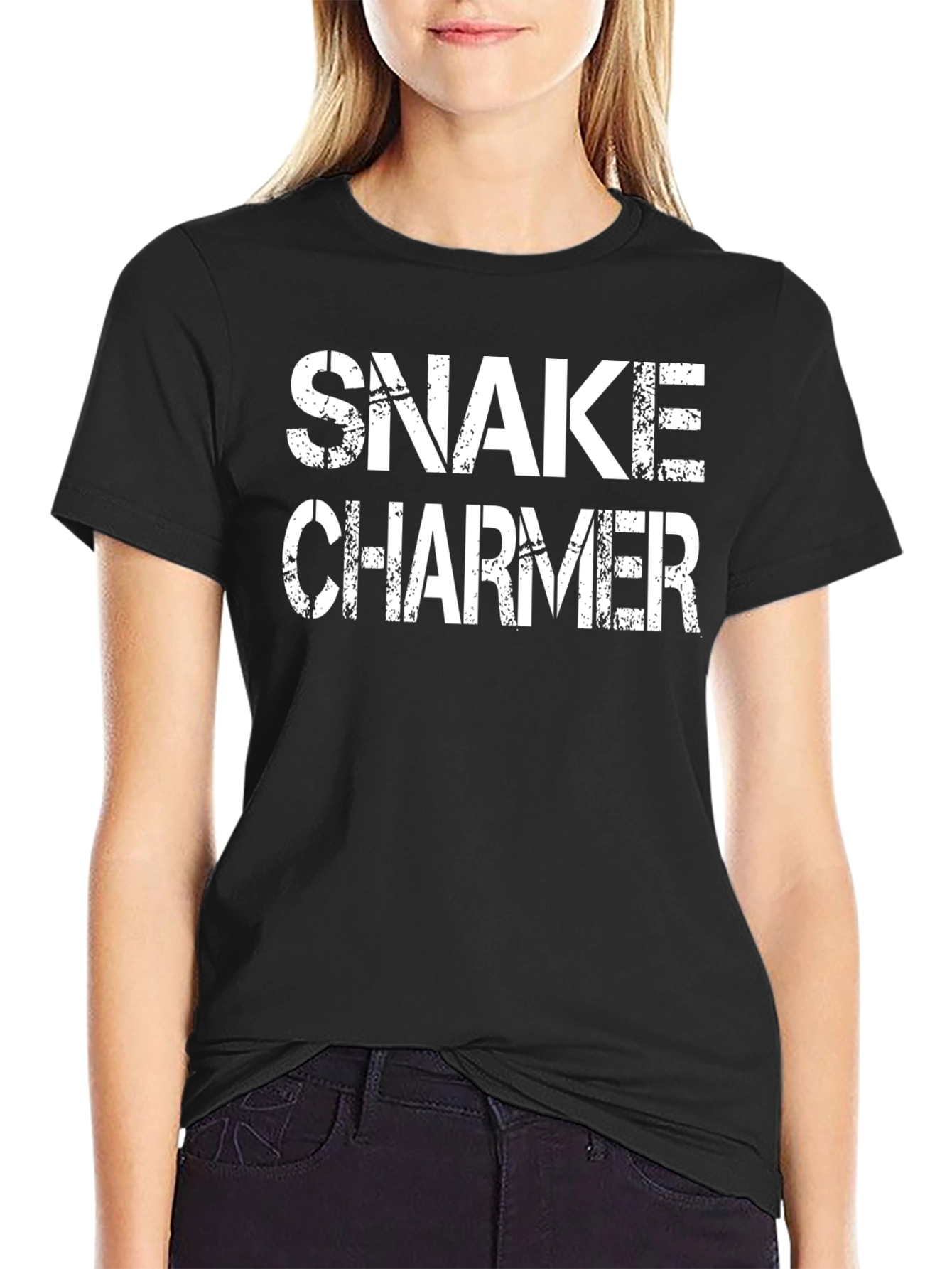 Snake Charmer Graphic Tee - Black Cotton T-Shirt