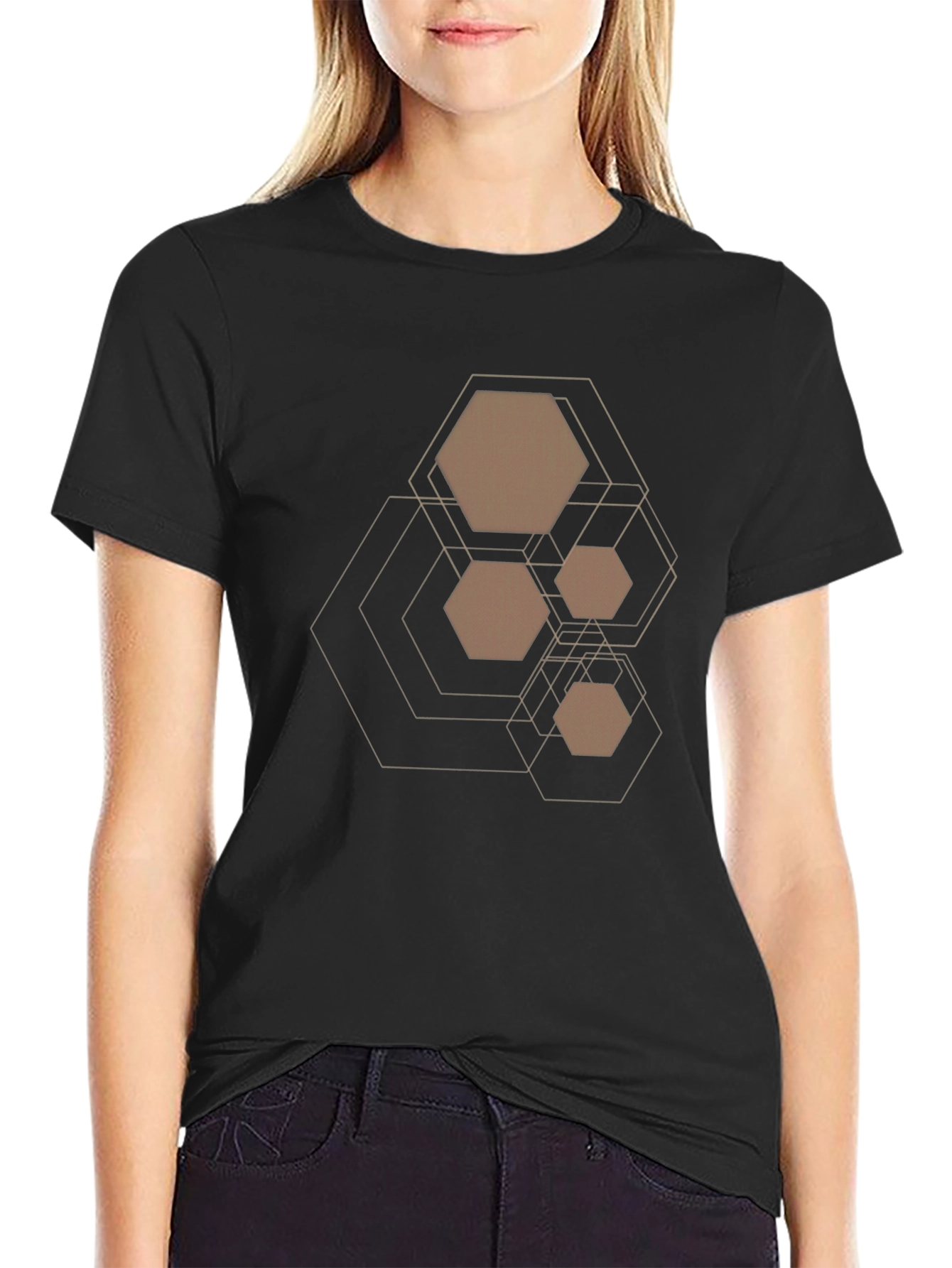 Geometric Hexagon Design T-Shirt - Modern Casual Tee