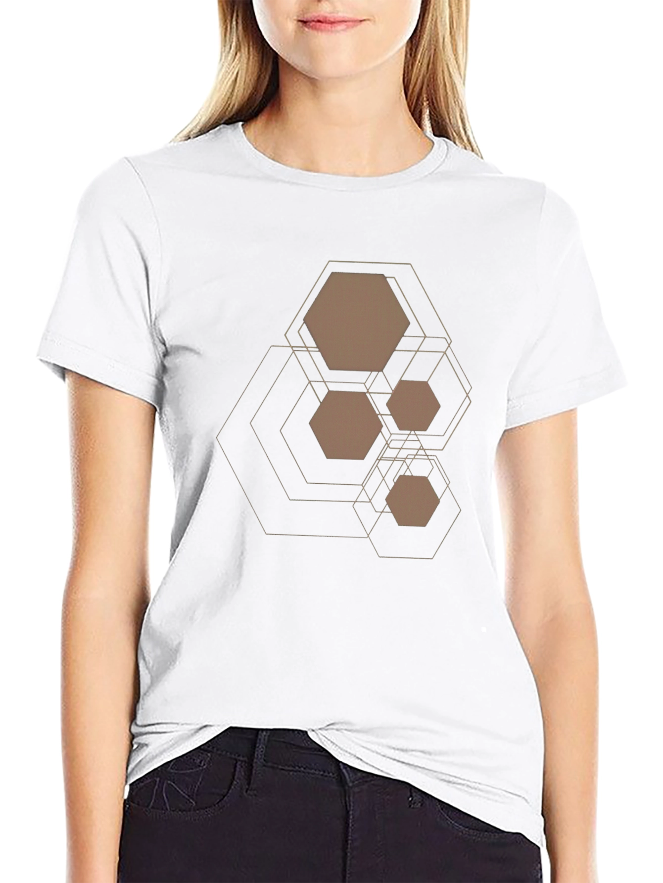 Geometric Hexagon Design T-Shirt - Modern Casual Tee