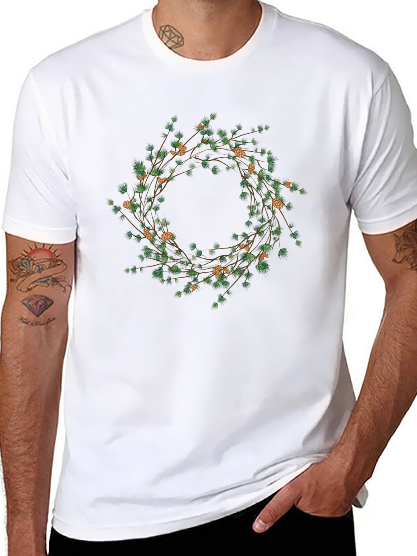 Botanical Wreath Graphic Tee - Black