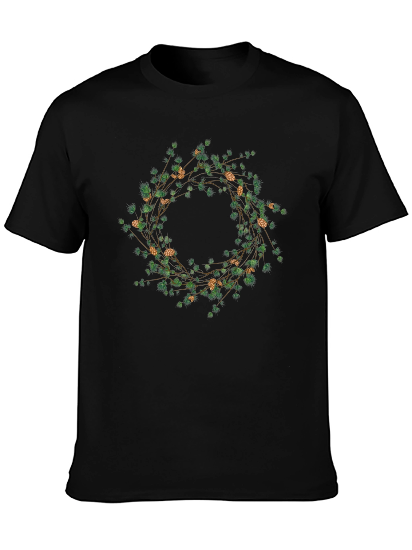Botanical Wreath Graphic Tee - Black