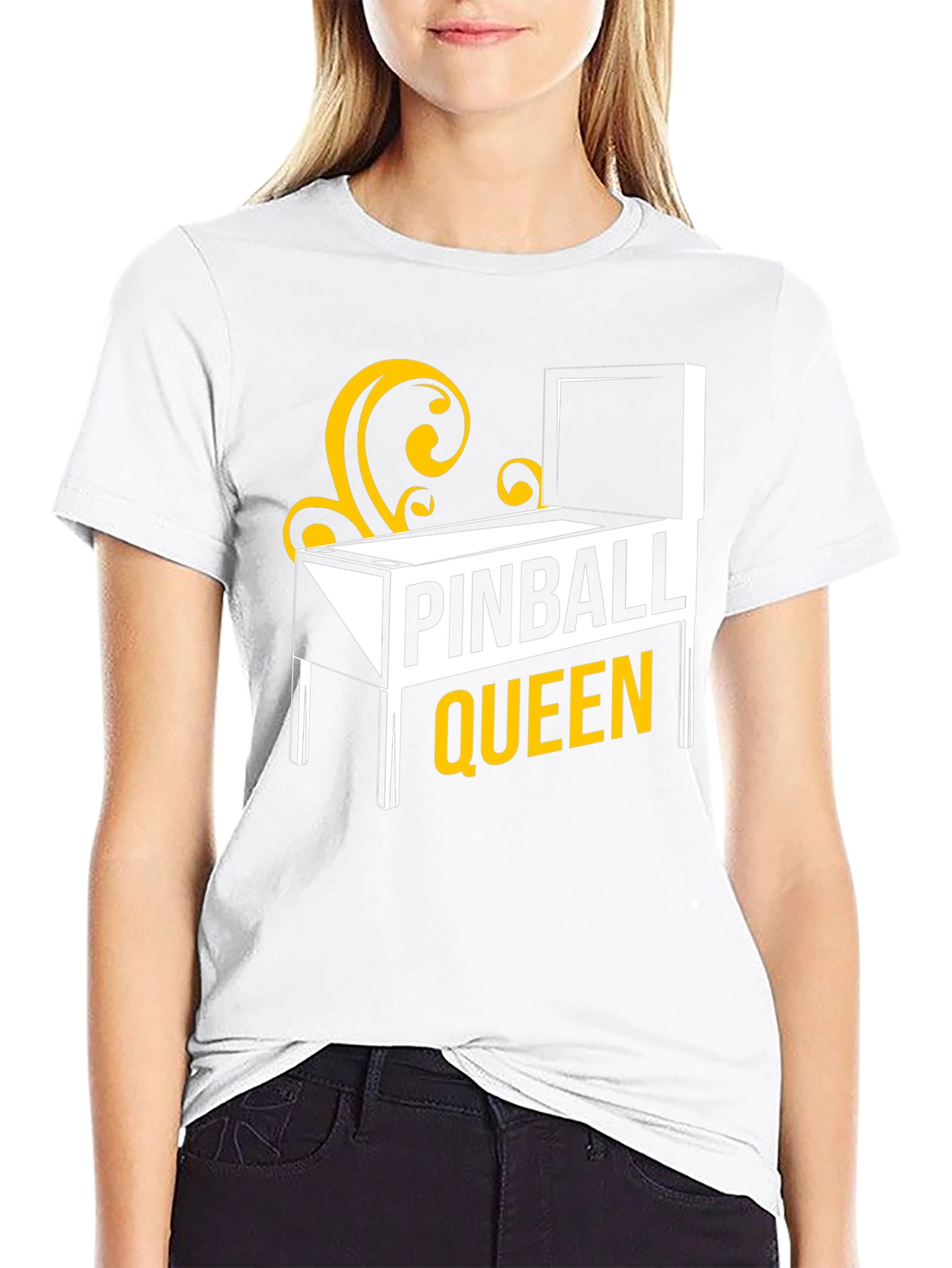 Pinball Queen Graphic T-Shirt - Black Cotton Tee