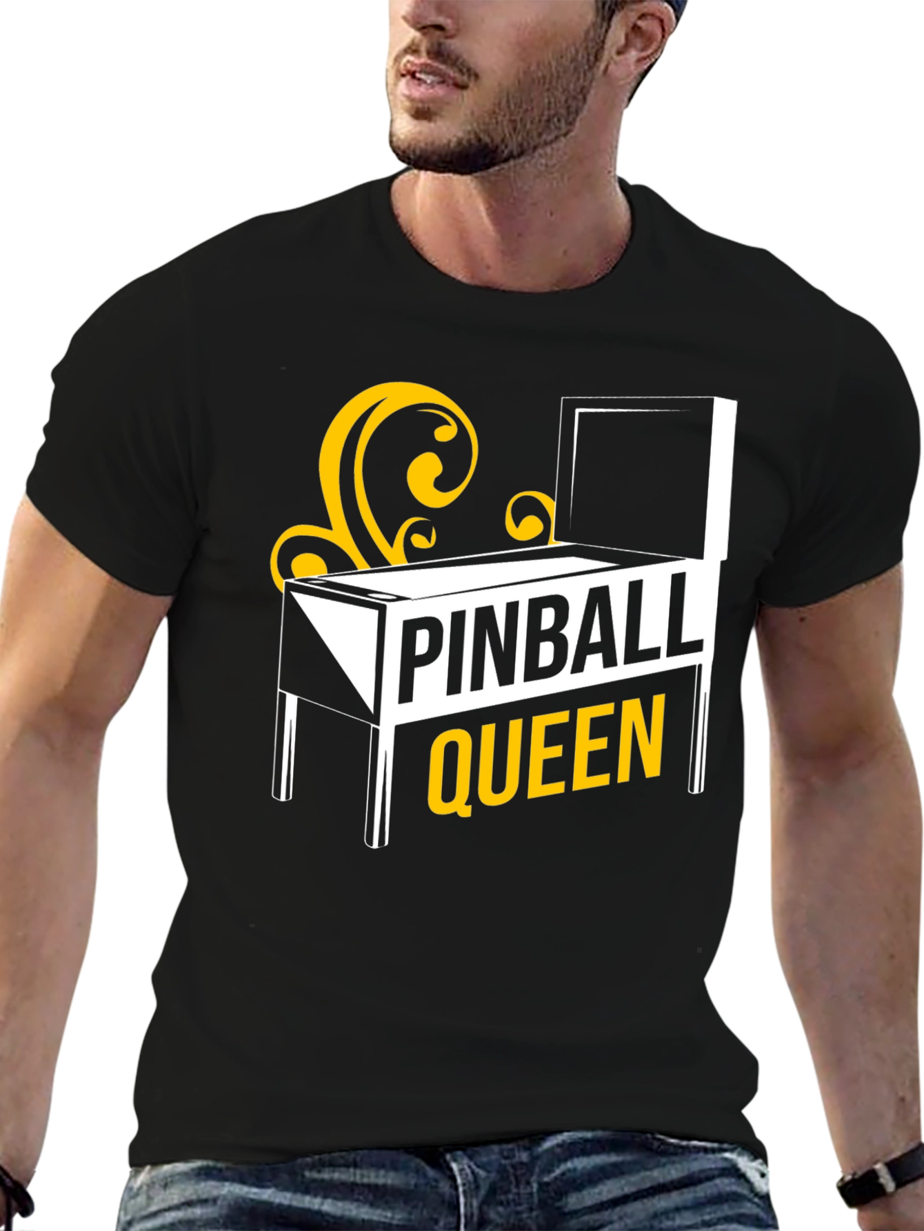 Pinball Queen Graphic T-Shirt - Black Cotton Tee