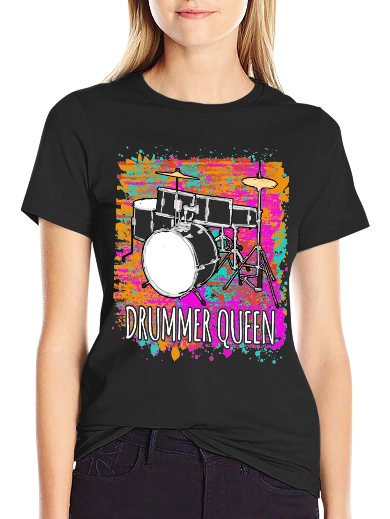 Drummer Queen Graphic Tee - Music Lover T-Shirt
