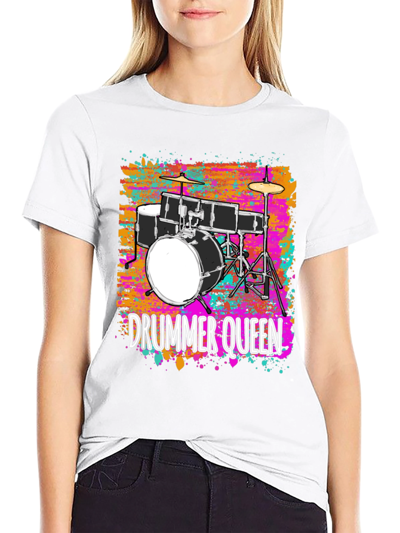 Drummer Queen Graphic Tee - Music Lover T-Shirt