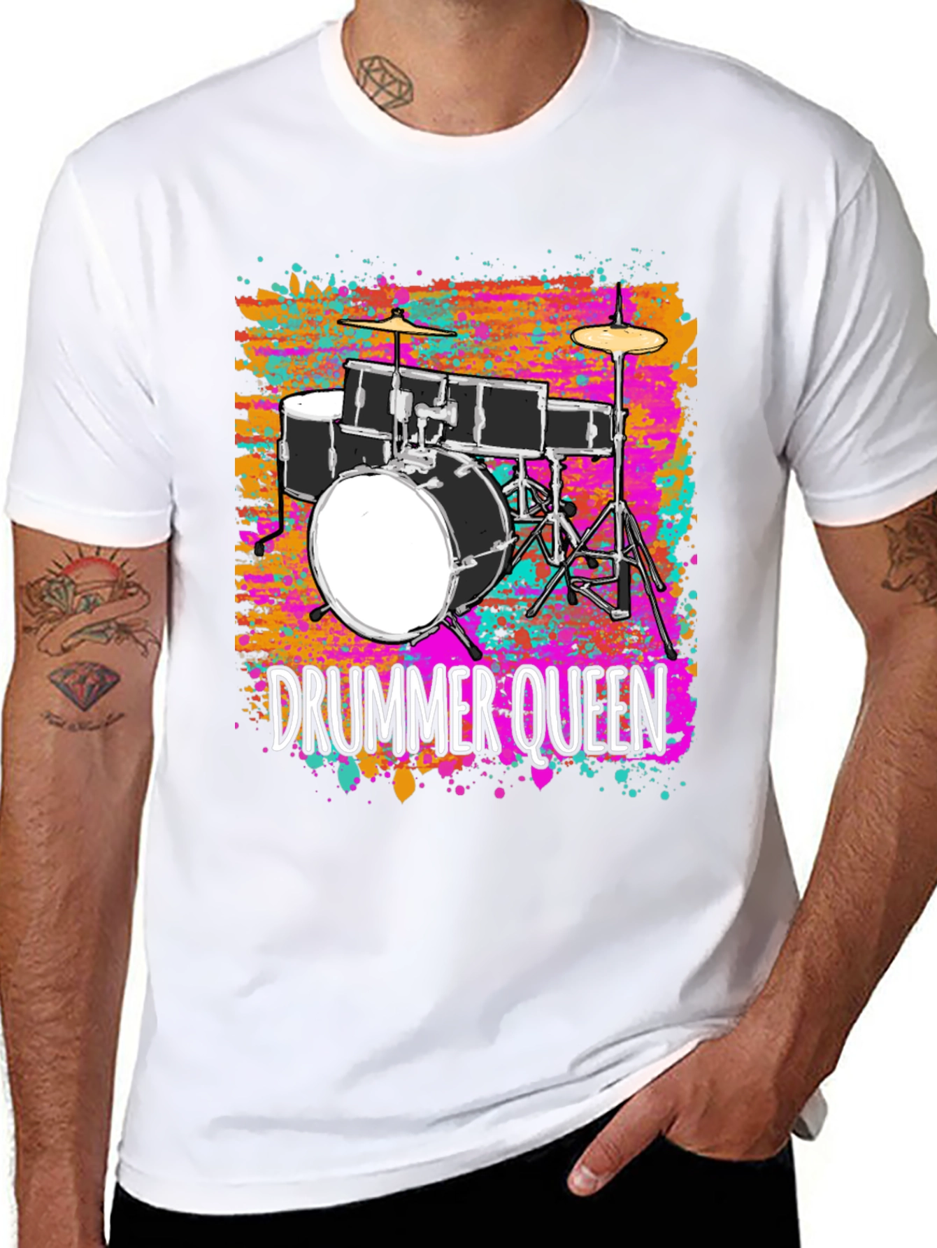 Drummer Queen Graphic Tee - Music Lover T-Shirt