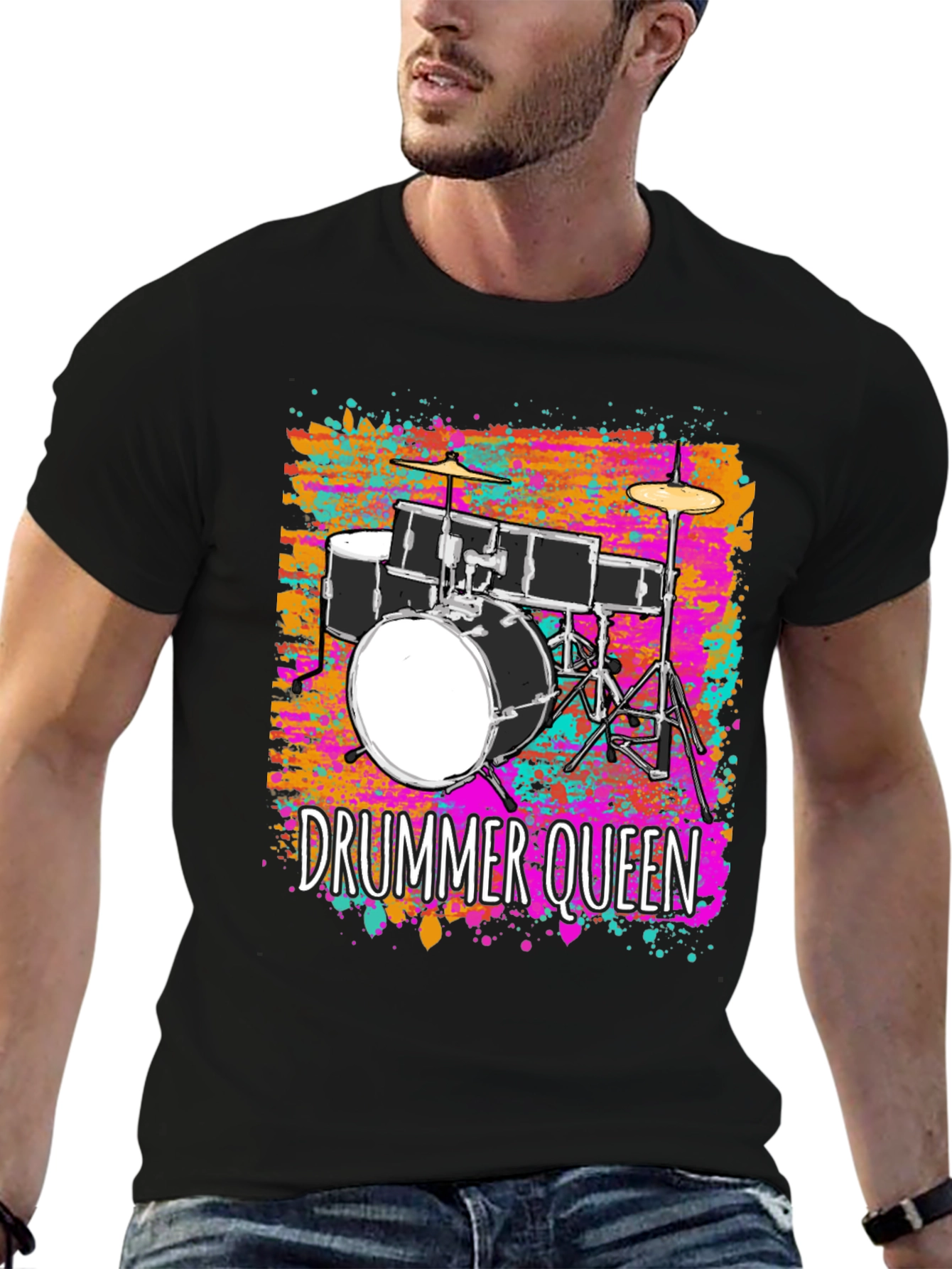 Drummer Queen Graphic Tee - Music Lover T-Shirt