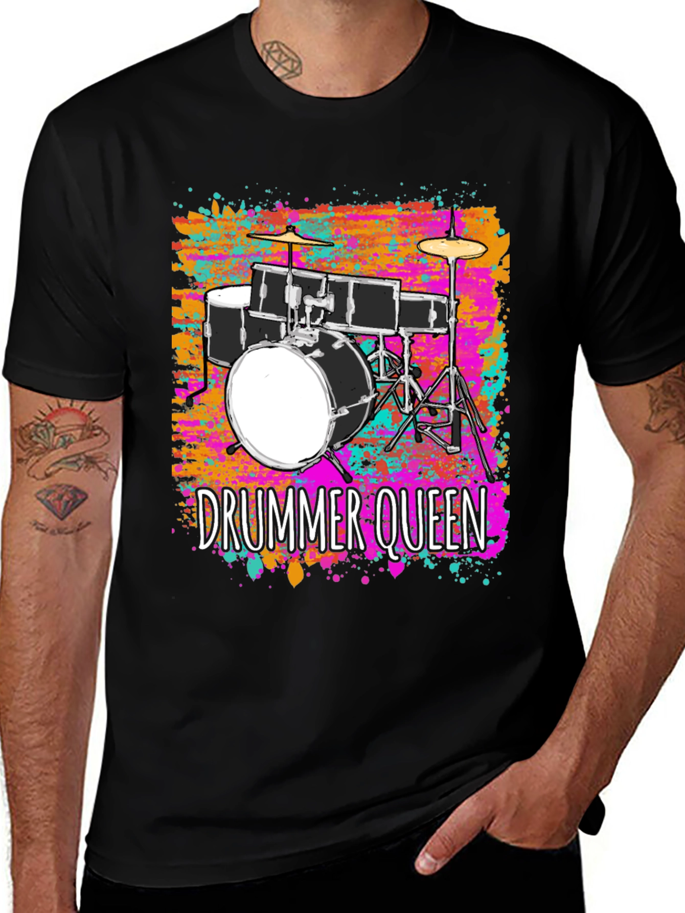 Drummer Queen Graphic Tee - Music Lover T-Shirt