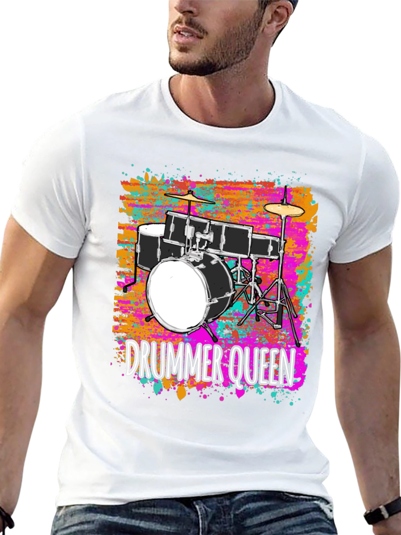 Drummer Queen Graphic Tee - Music Lover T-Shirt