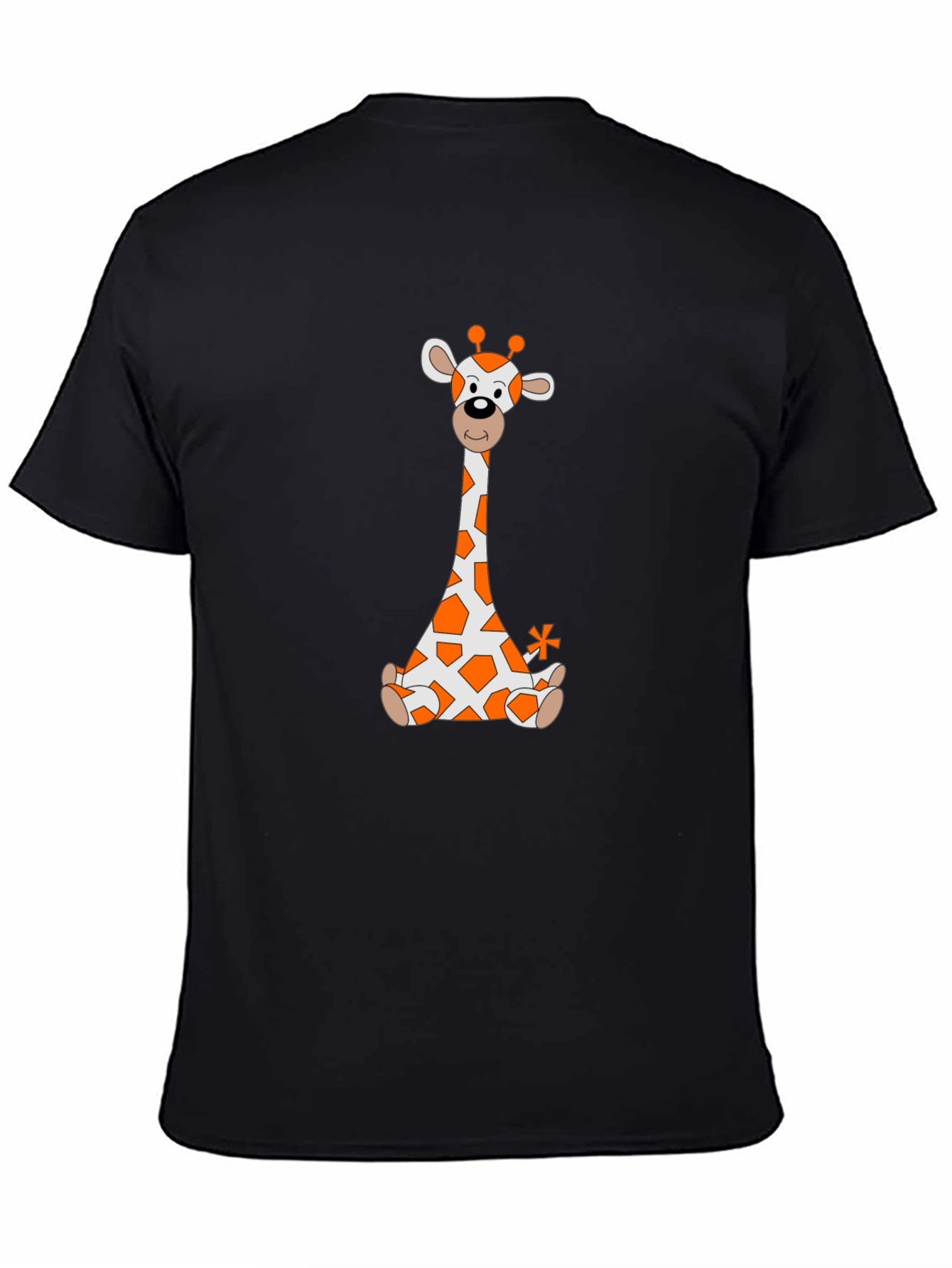 Giraffe Cartoon T-Shirt - Black Cotton Tee
