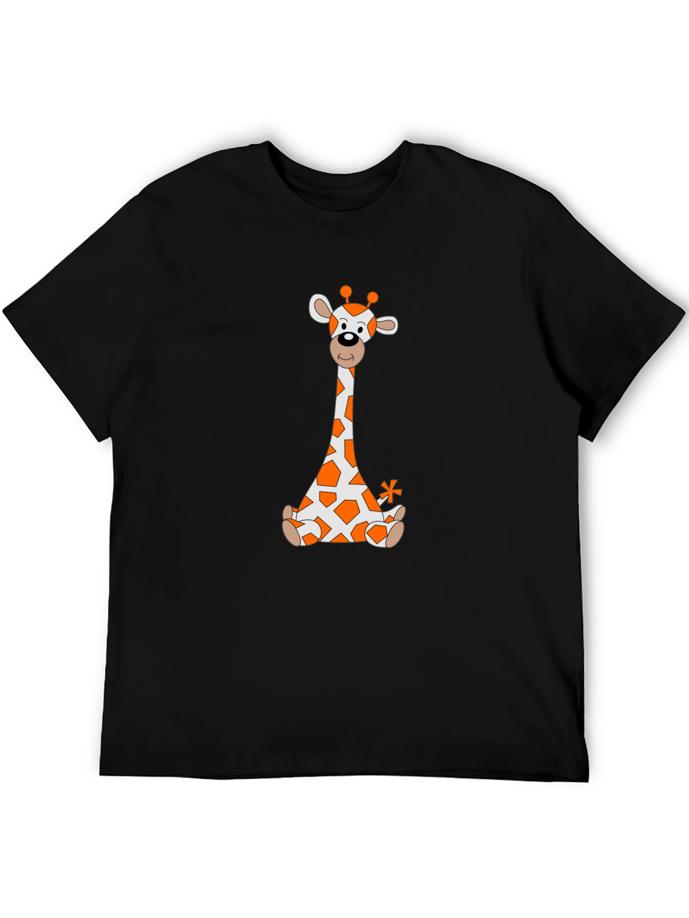 Giraffe Cartoon T-Shirt - Black Cotton Tee