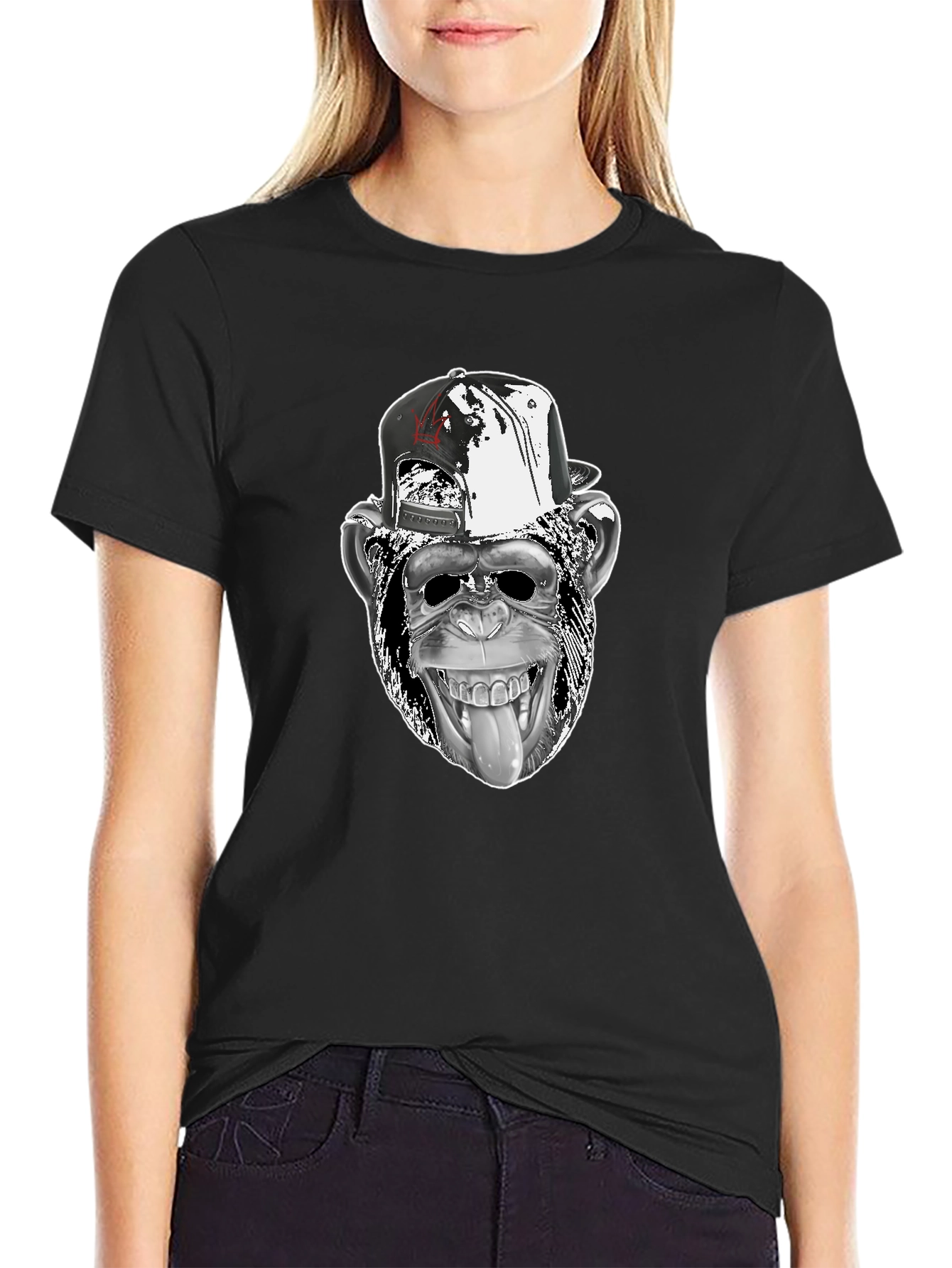 Cool Monkey Graphic Tee - Black Cotton T-Shirt