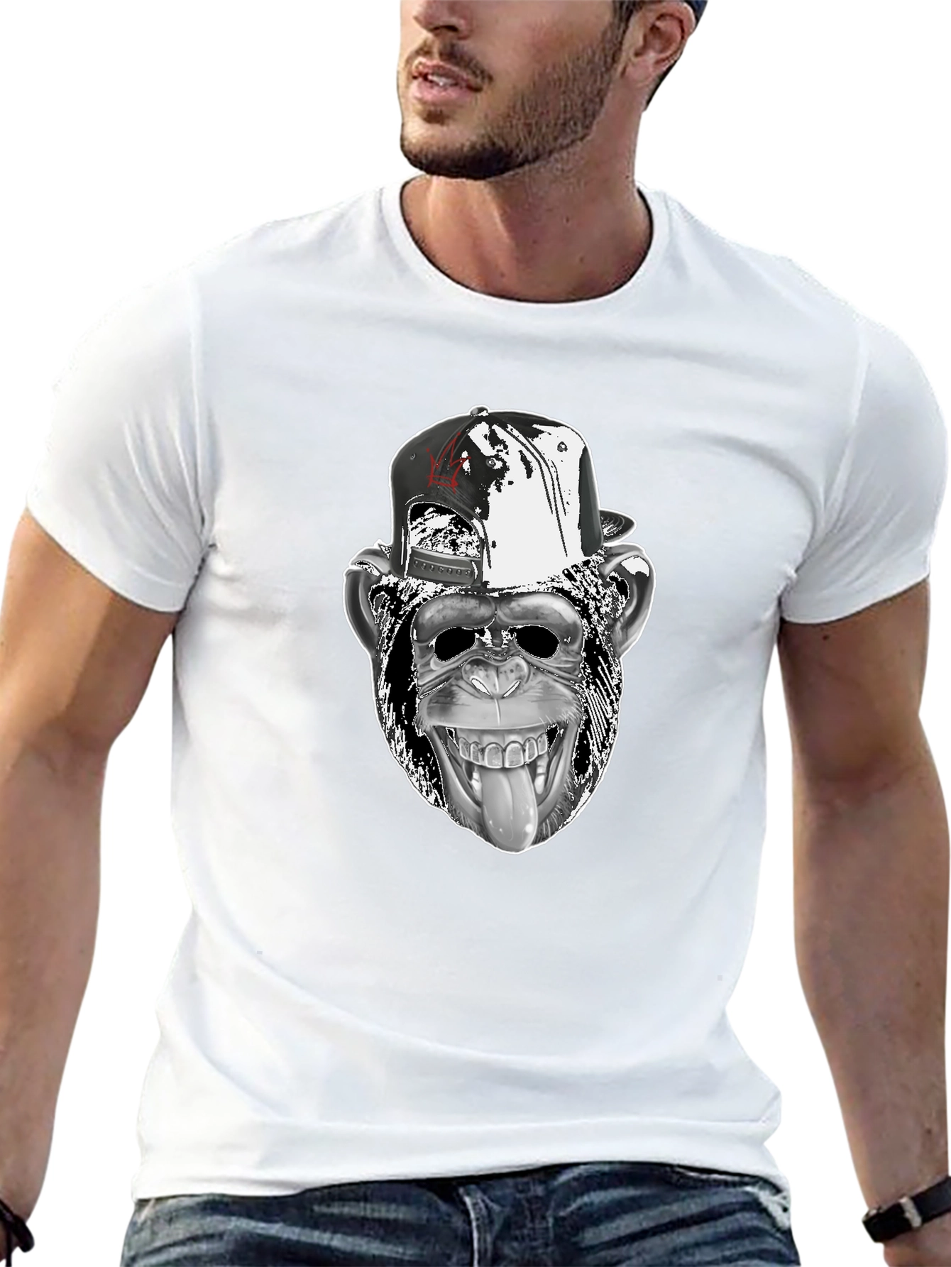 Cool Monkey Graphic Tee - Black Cotton T-Shirt