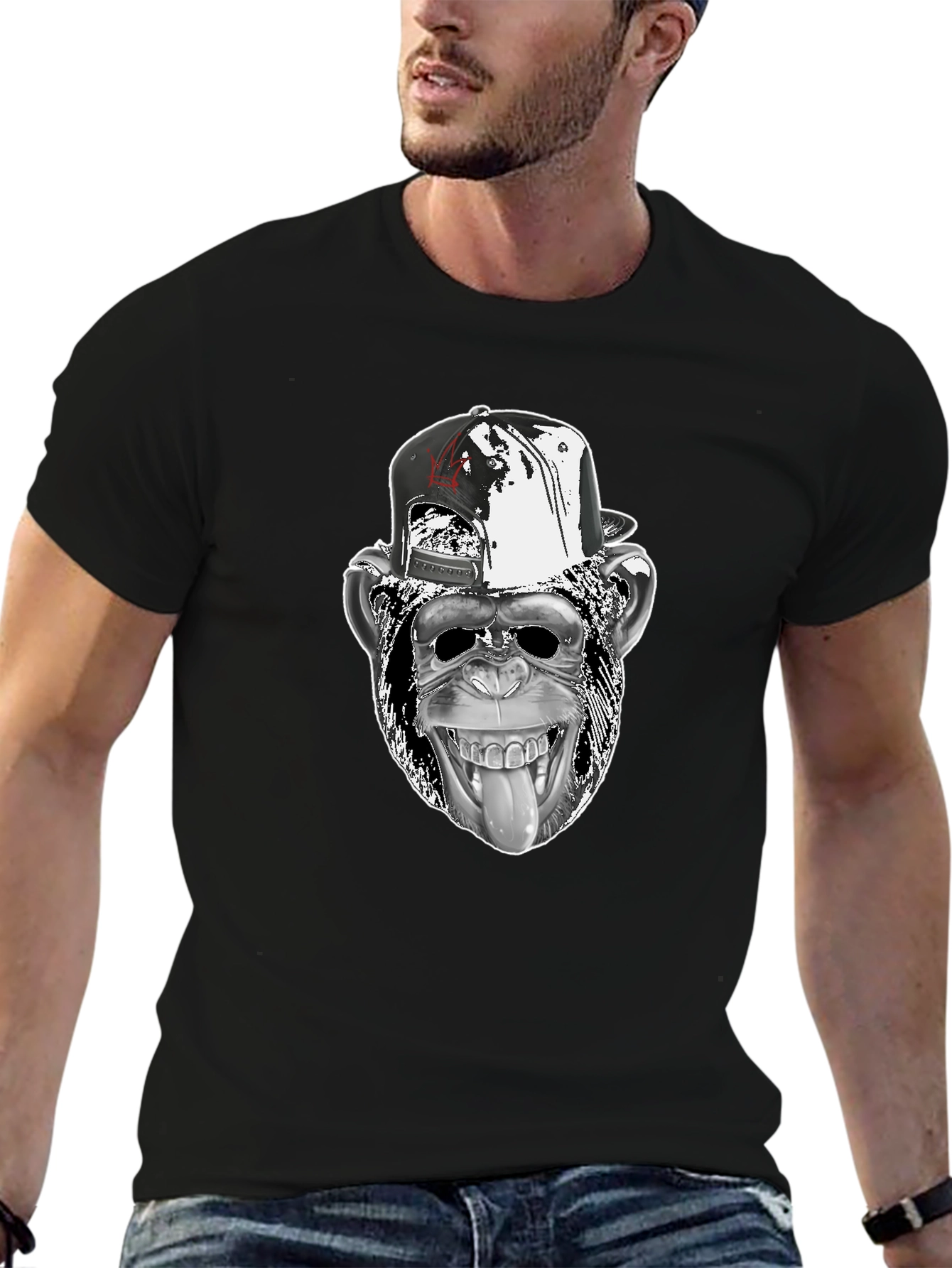 Cool Monkey Graphic Tee - Black Cotton T-Shirt
