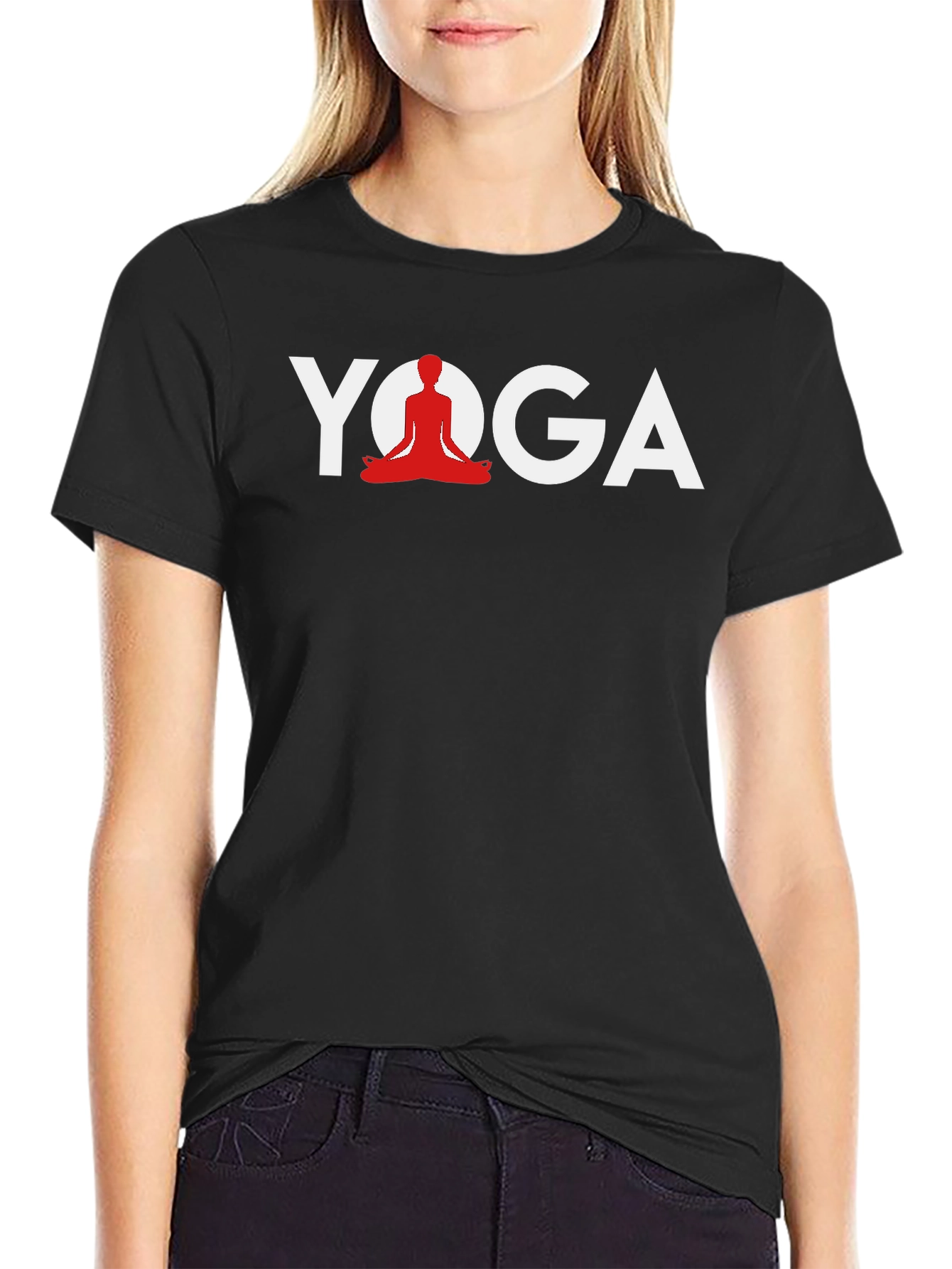 Yoga Graphic Print Black T-Shirt