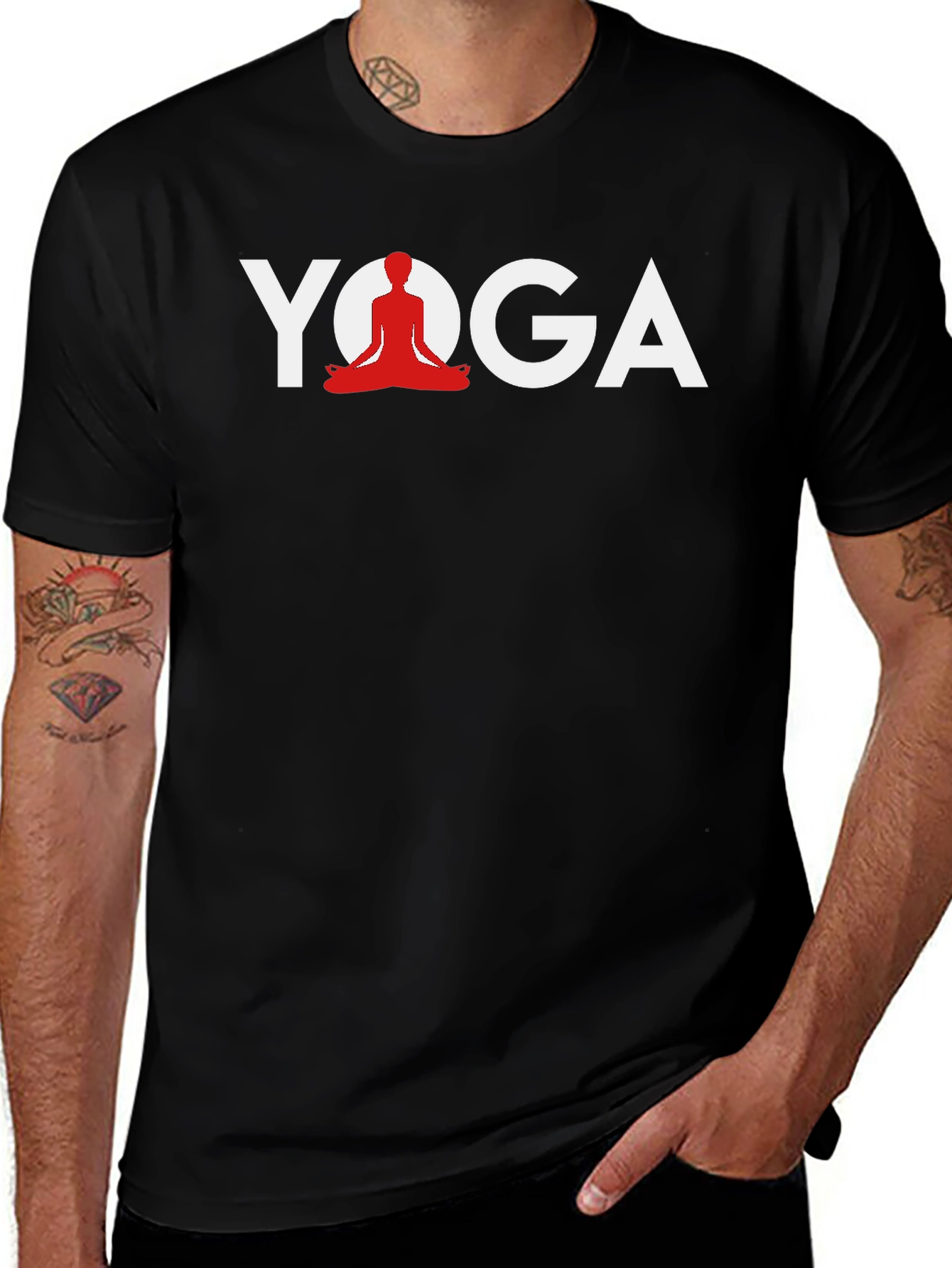 Yoga Graphic Print Black T-Shirt