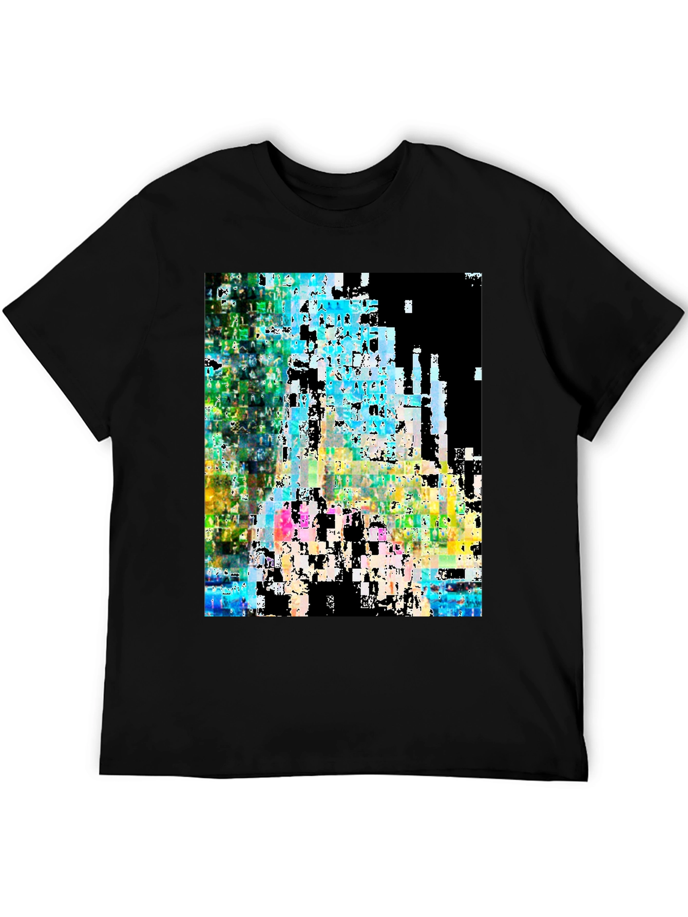 Abstract Glitch Art Black T-Shirt