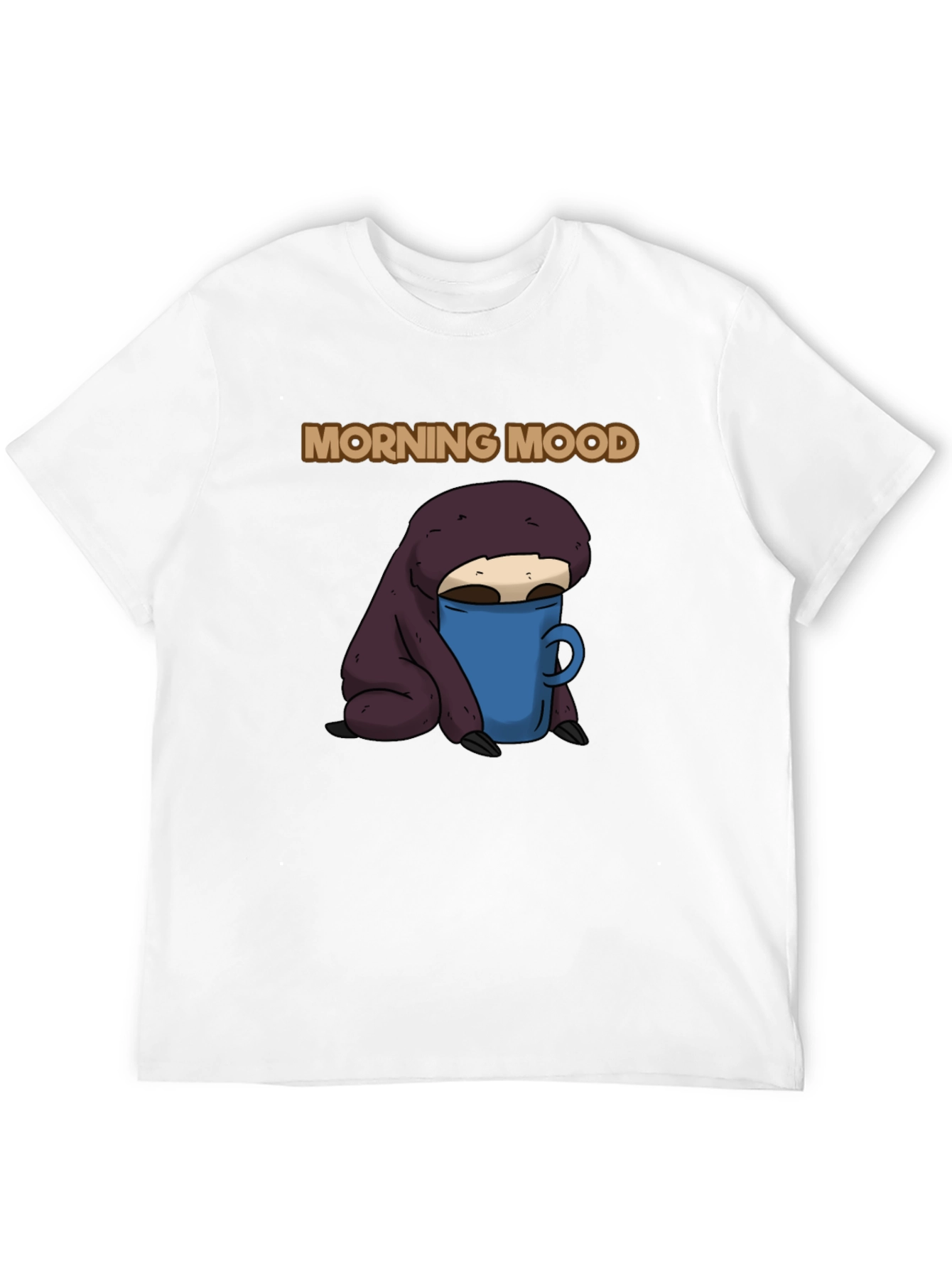 Morning Mood Sloth T-Shirt - Coffee Lover Tee