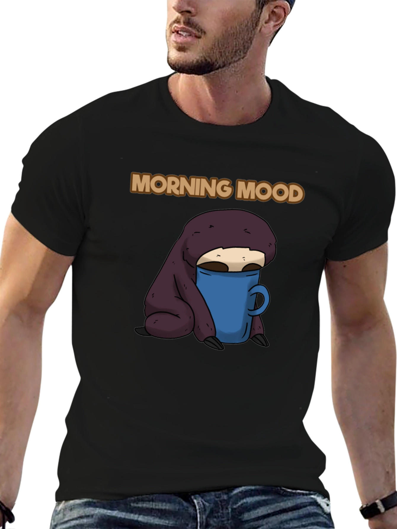 Morning Mood Sloth T-Shirt - Coffee Lover Tee