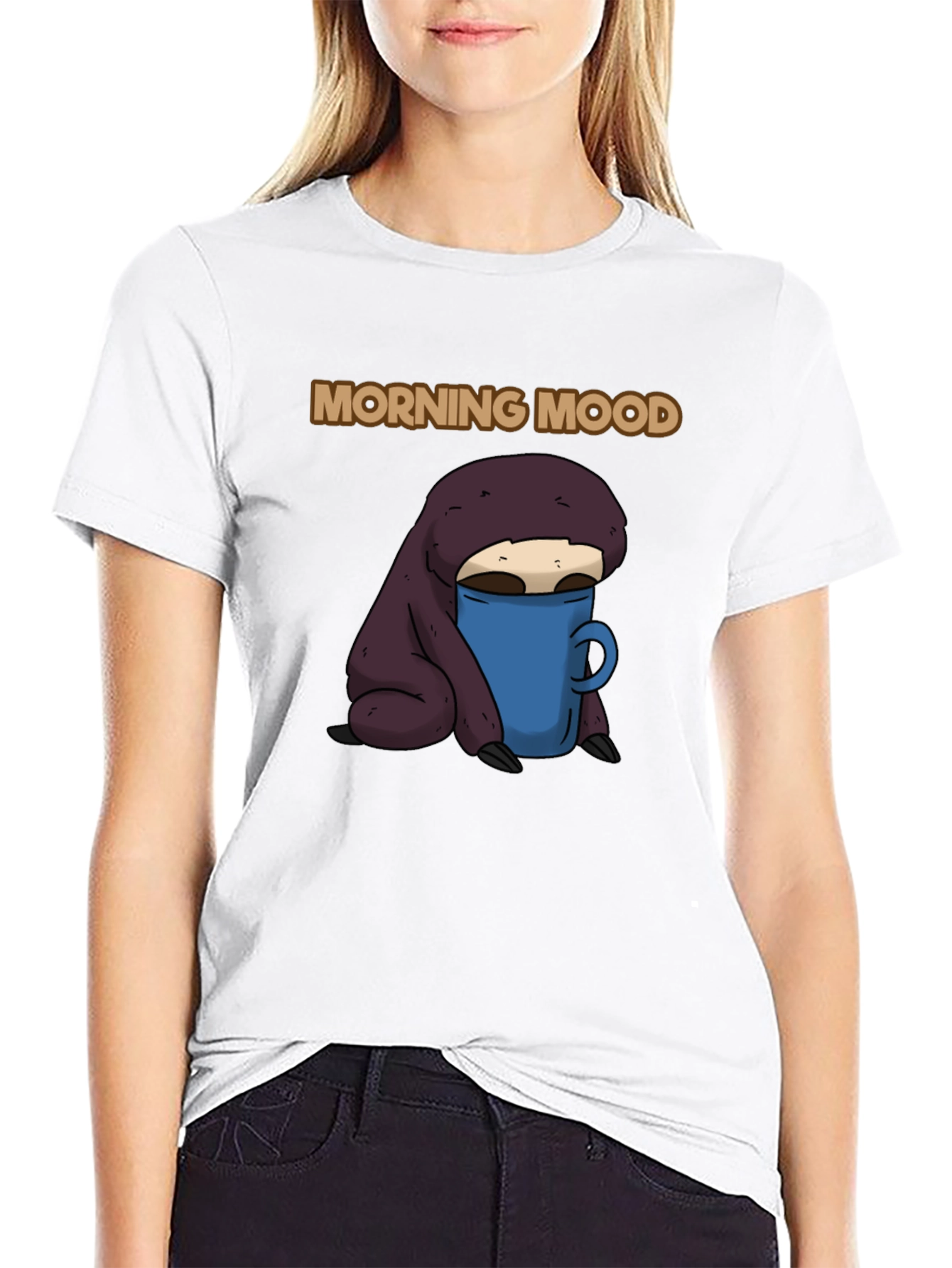 Morning Mood Sloth T-Shirt - Coffee Lover Tee