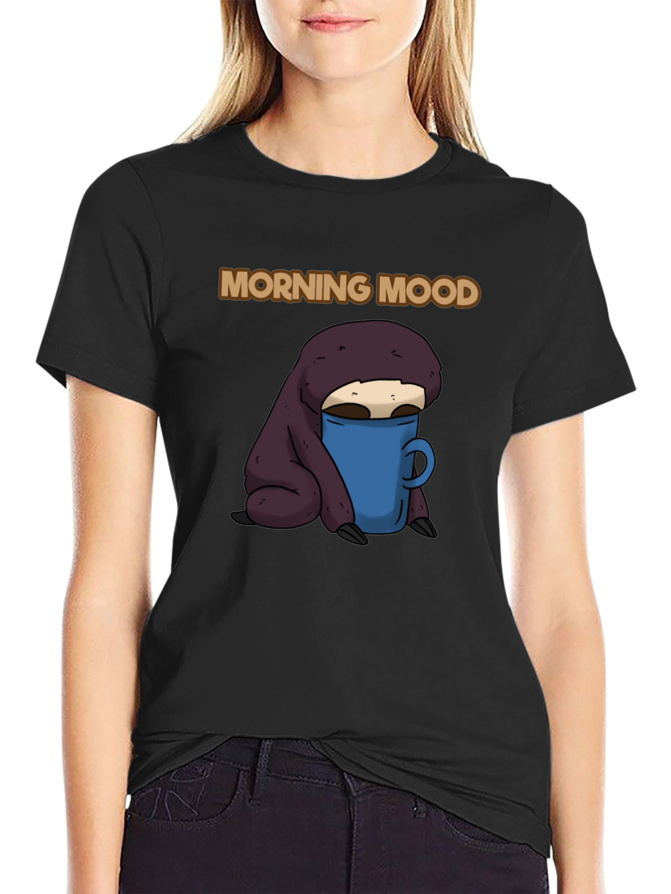 Morning Mood Sloth T-Shirt - Coffee Lover Tee