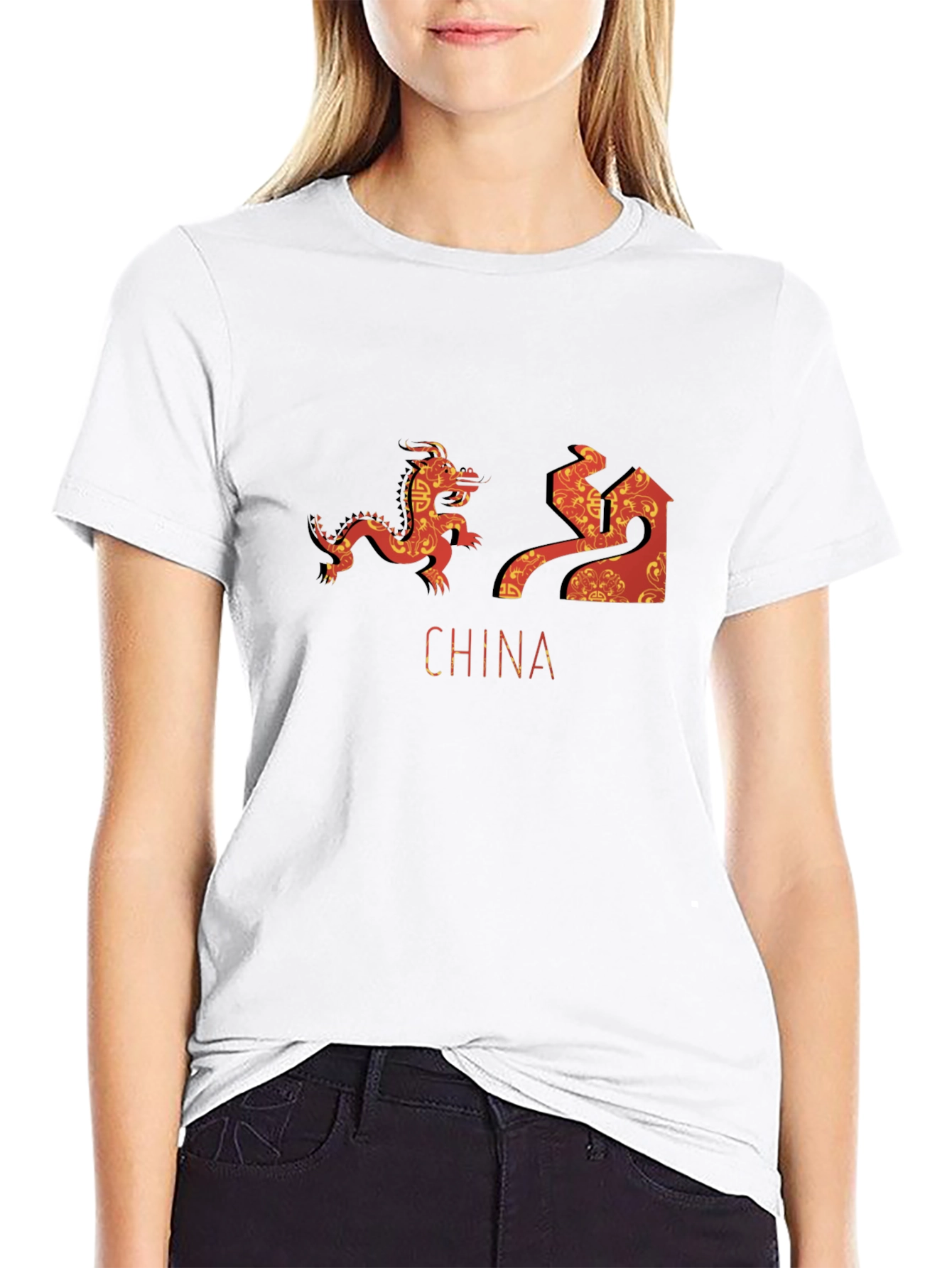 China Dragon & Great Wall Graphic T-Shirt