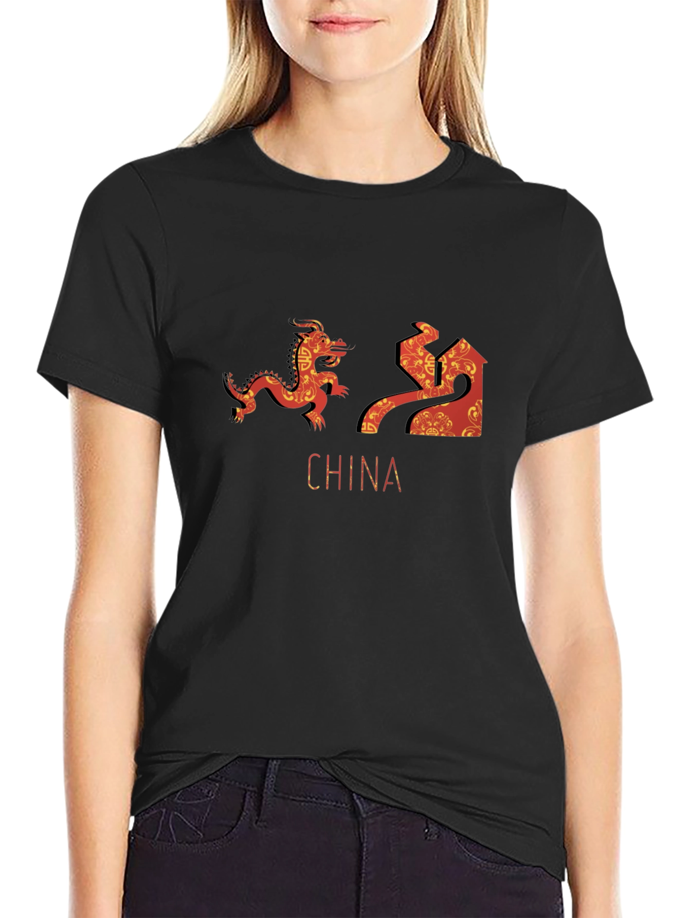 China Dragon & Great Wall Graphic T-Shirt