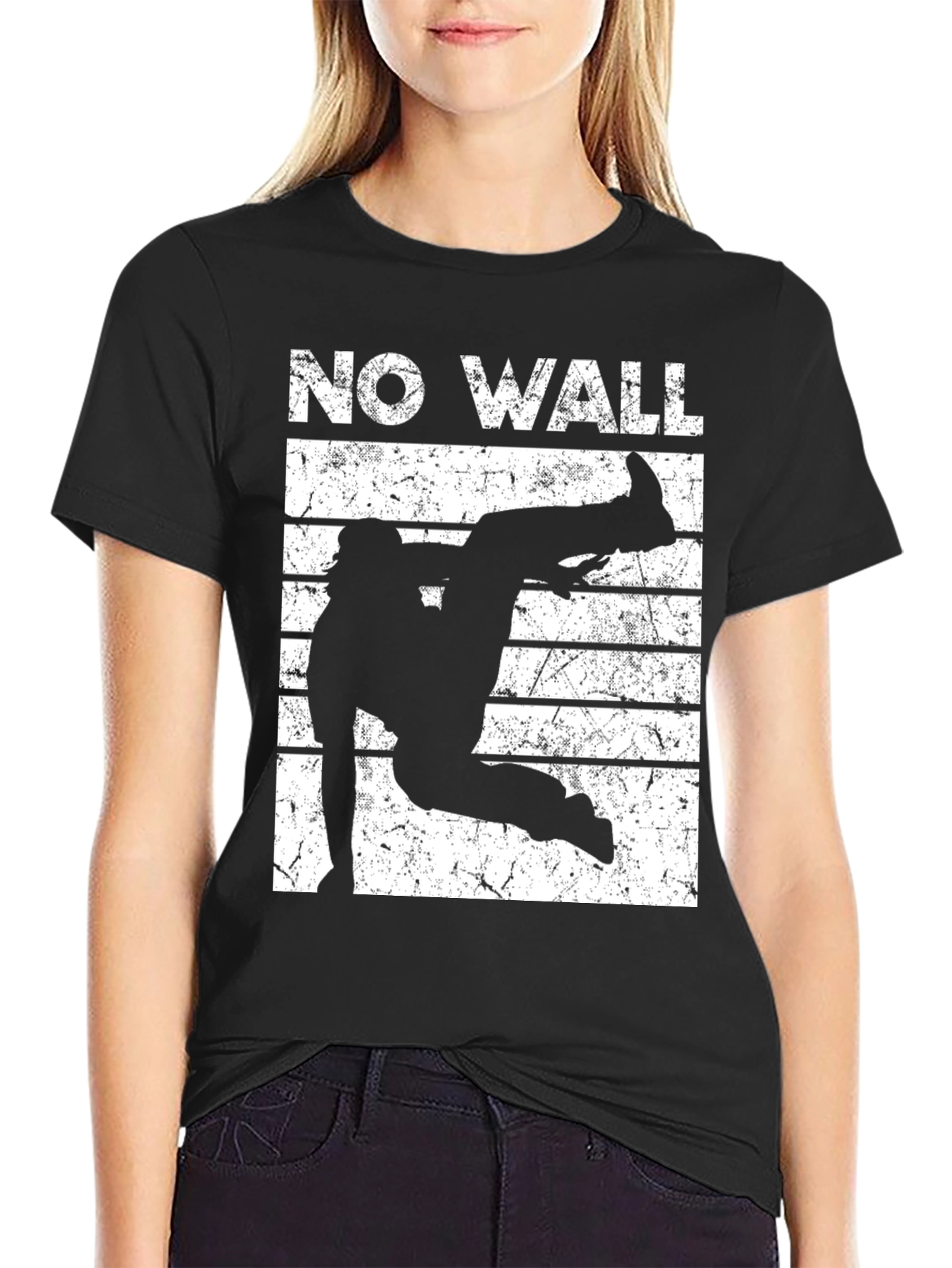 No Wall Graphic Tee - Black Cotton T-Shirt