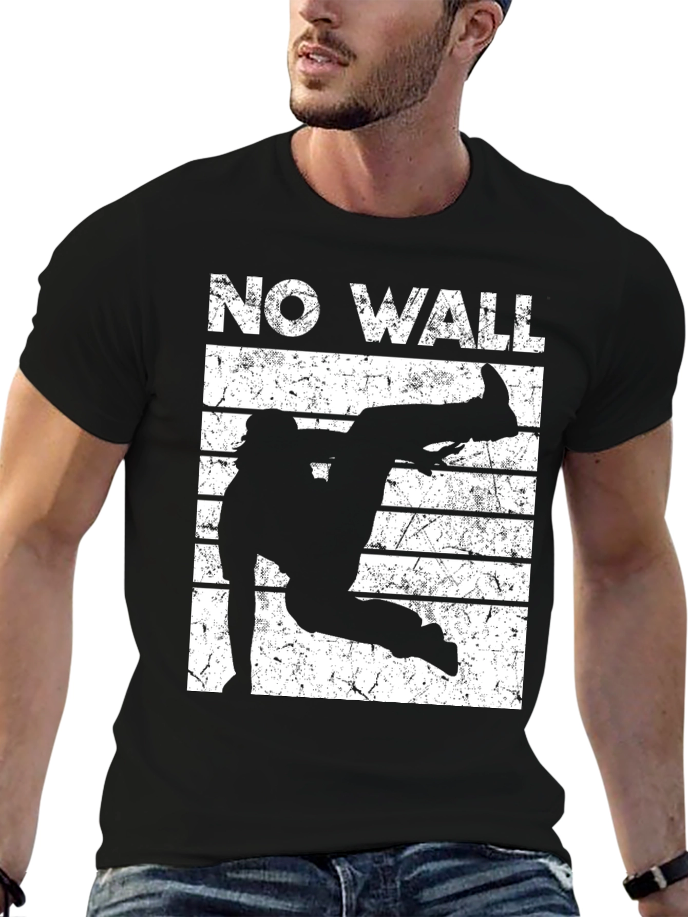 No Wall Graphic Tee - Black Cotton T-Shirt