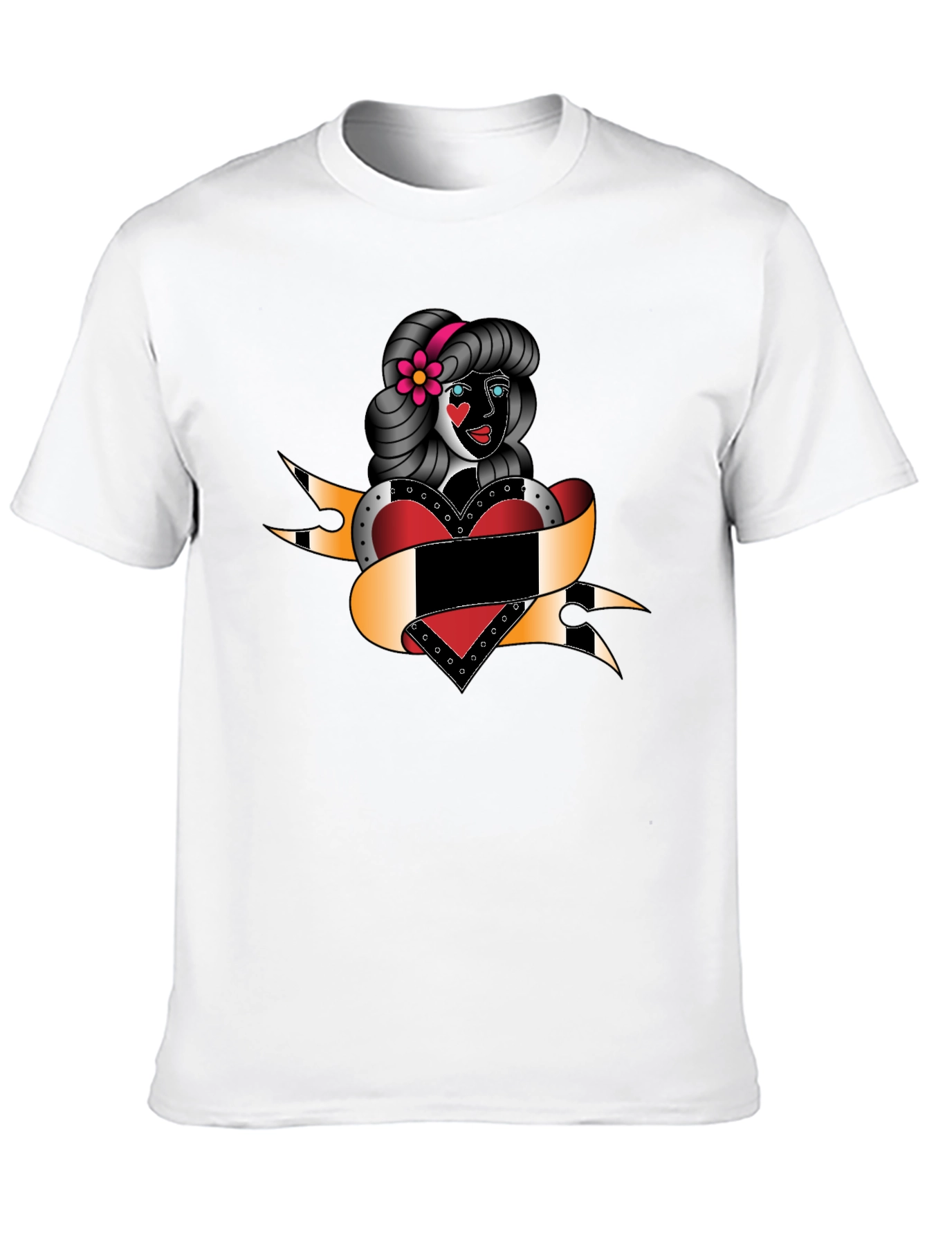 Retro Tattoo Girl Black T-Shirt