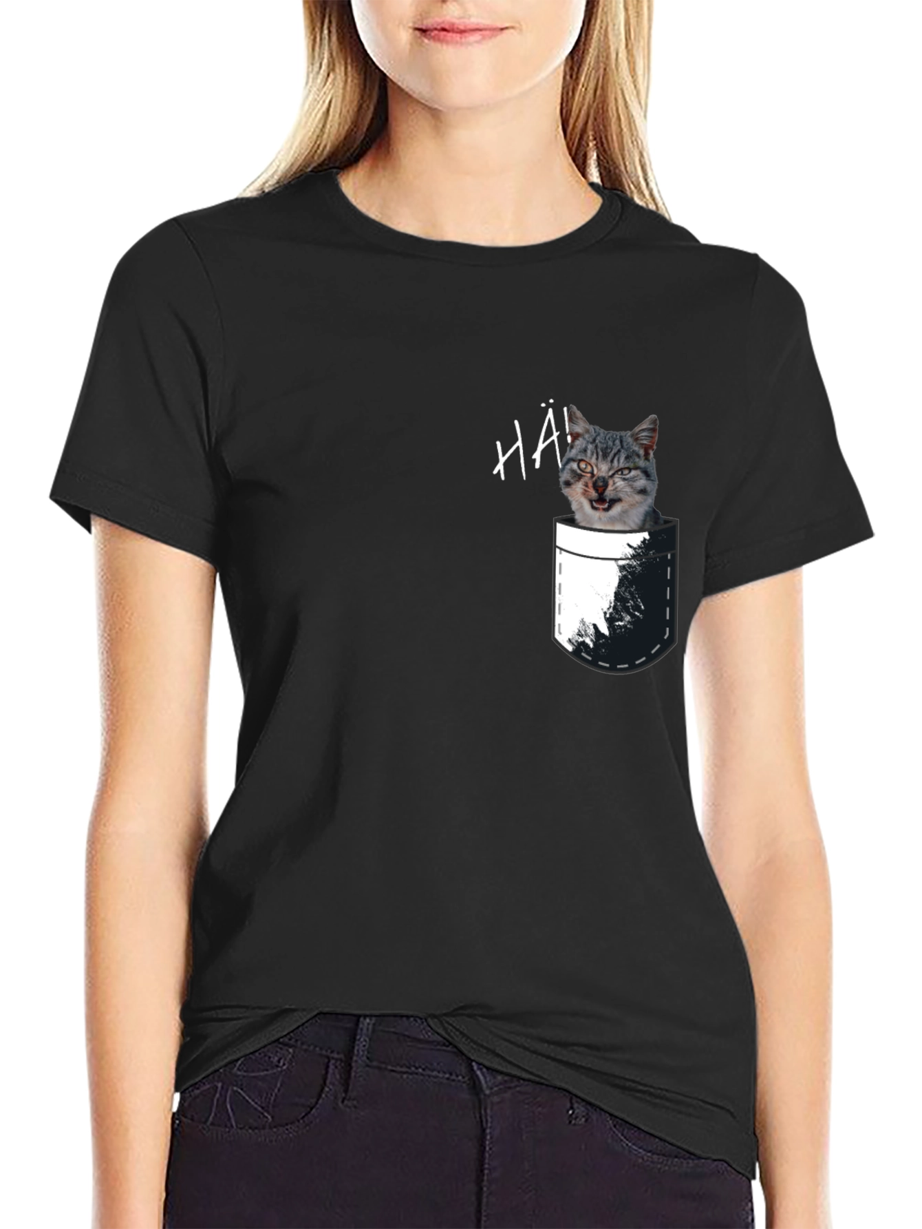 Cat Pocket T-Shirt - Funny Graphic Tee