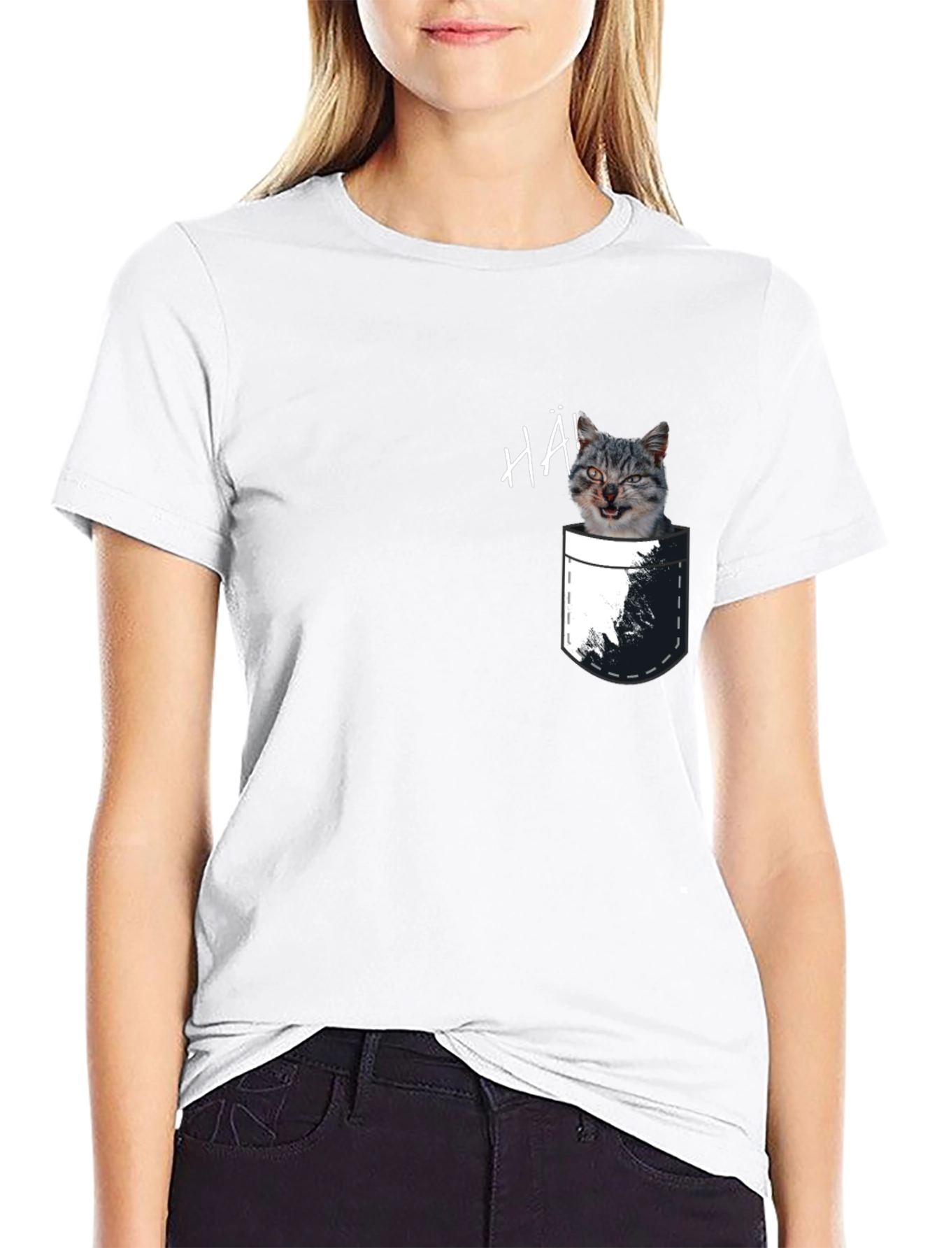 Cat Pocket T-Shirt - Funny Graphic Tee