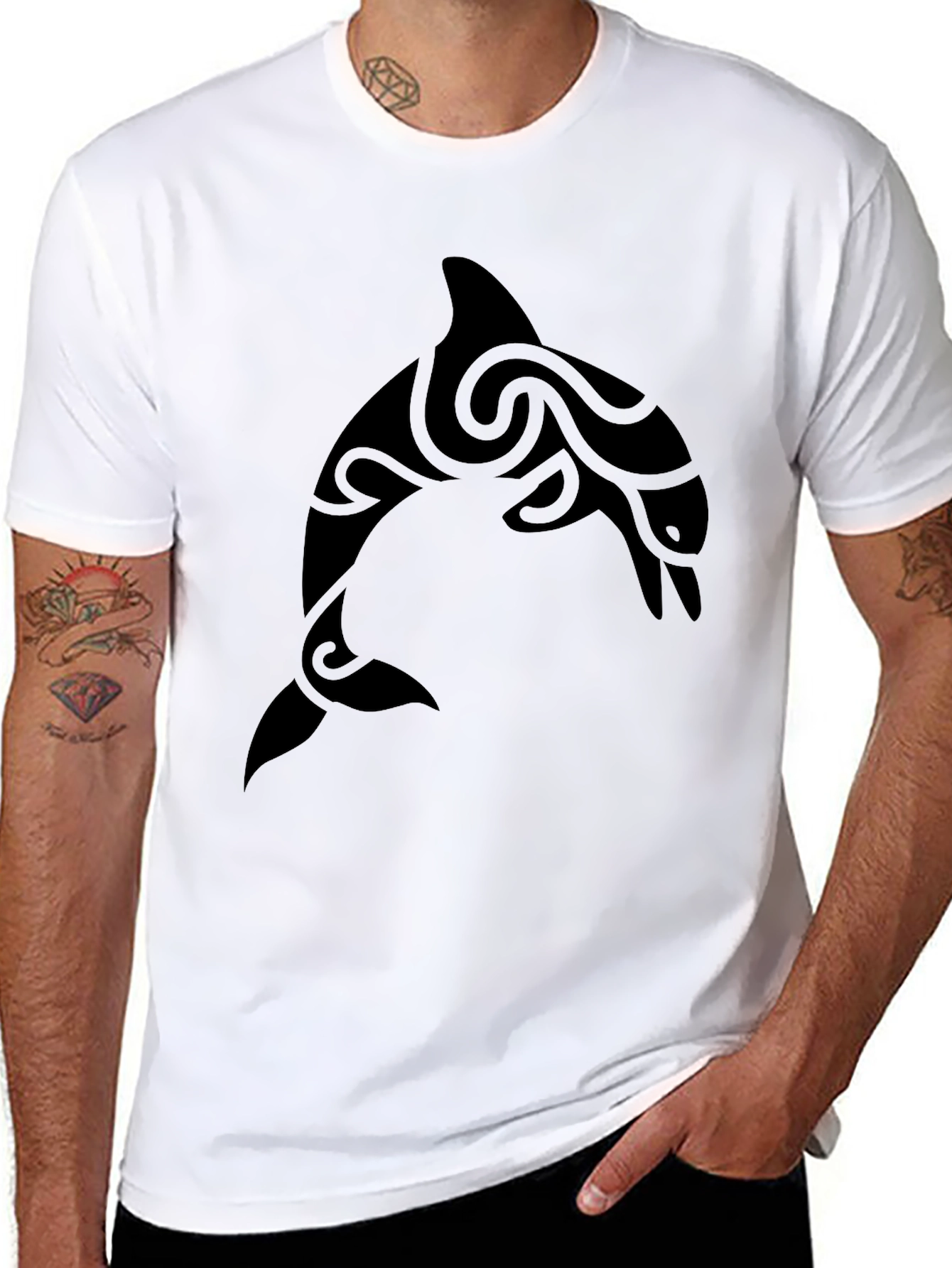 Tribal Dolphin Graphic T-Shirt