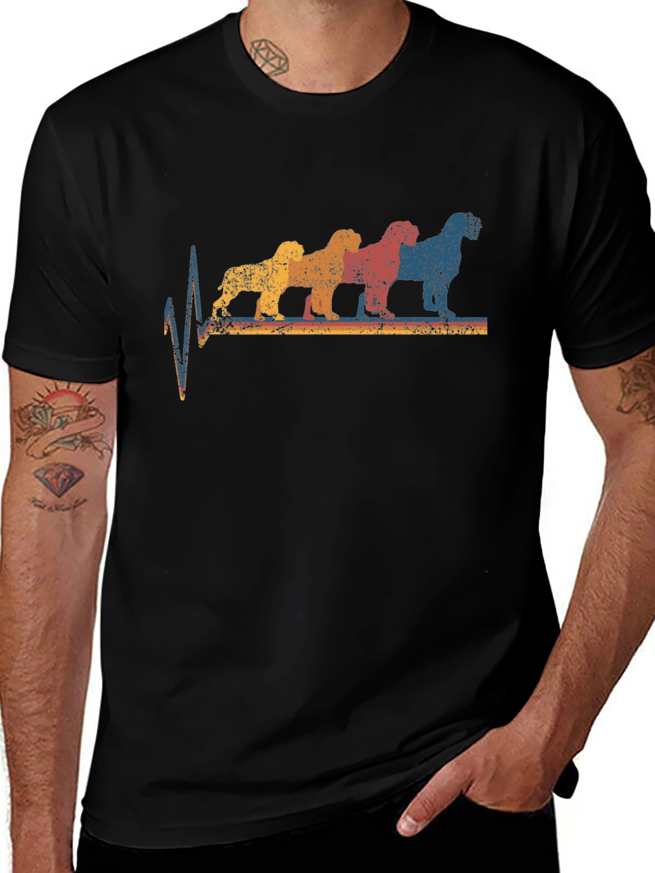 Retro Dog Breed Heartbeat Graphic Tee