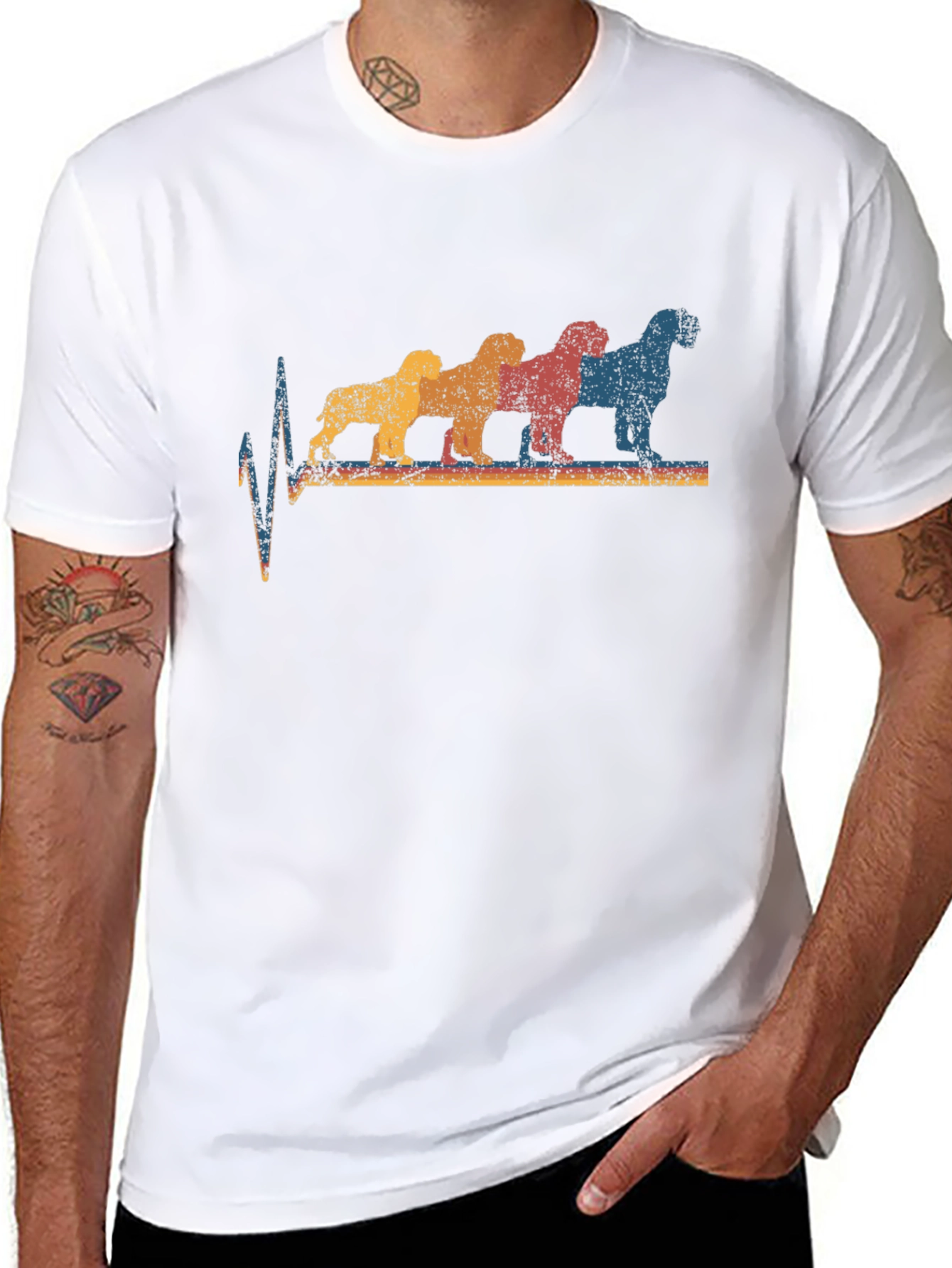 Retro Dog Breed Heartbeat Graphic Tee