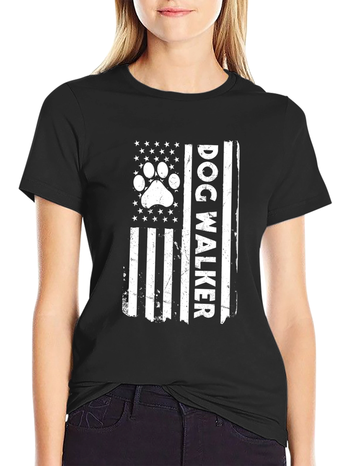 Dog Walker Flag Graphic Tee - USA Pride