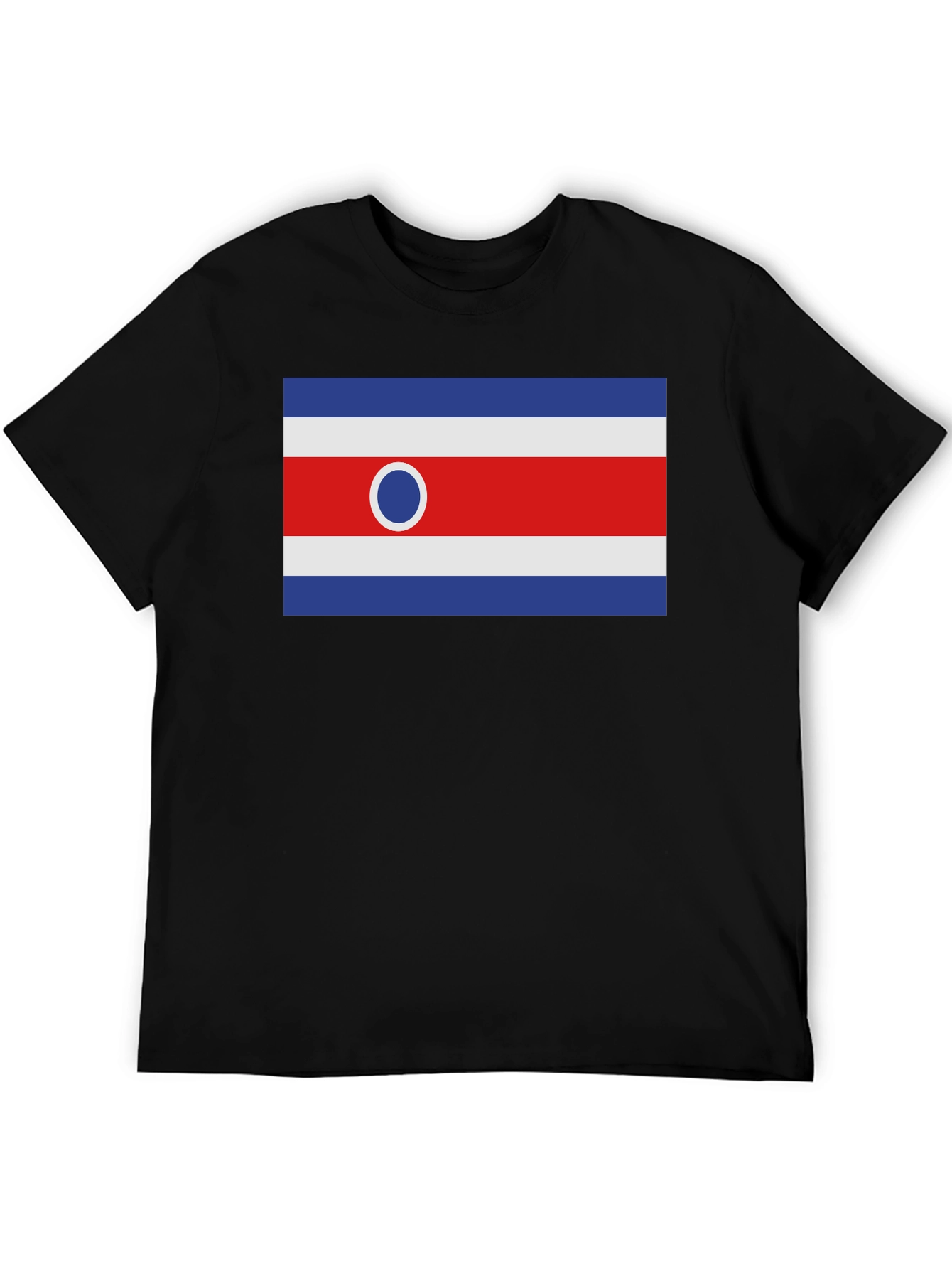 Costa Rica Flag Graphic Tee - Black Cotton T-Shirt