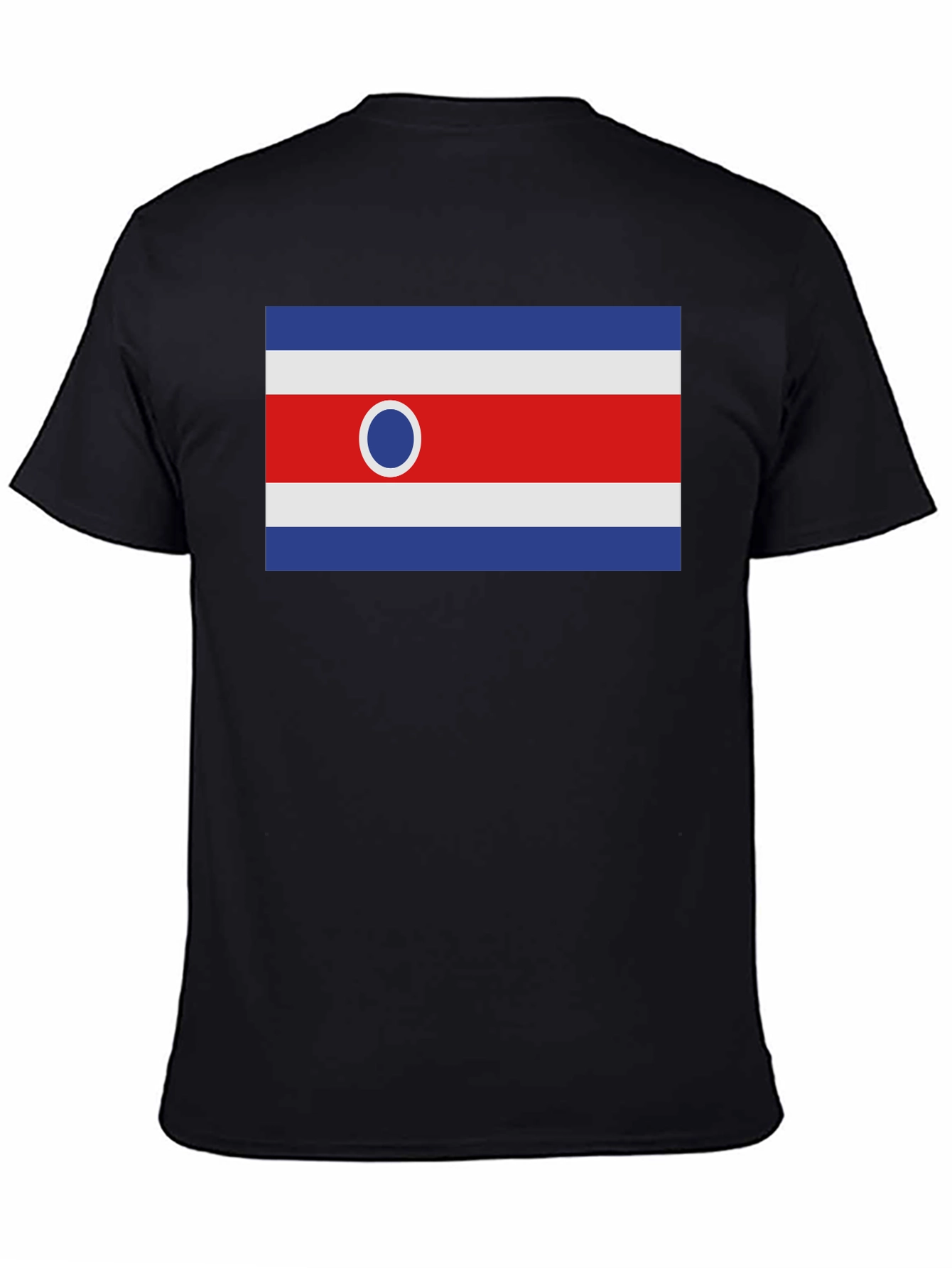 Costa Rica Flag Graphic Tee - Black Cotton T-Shirt