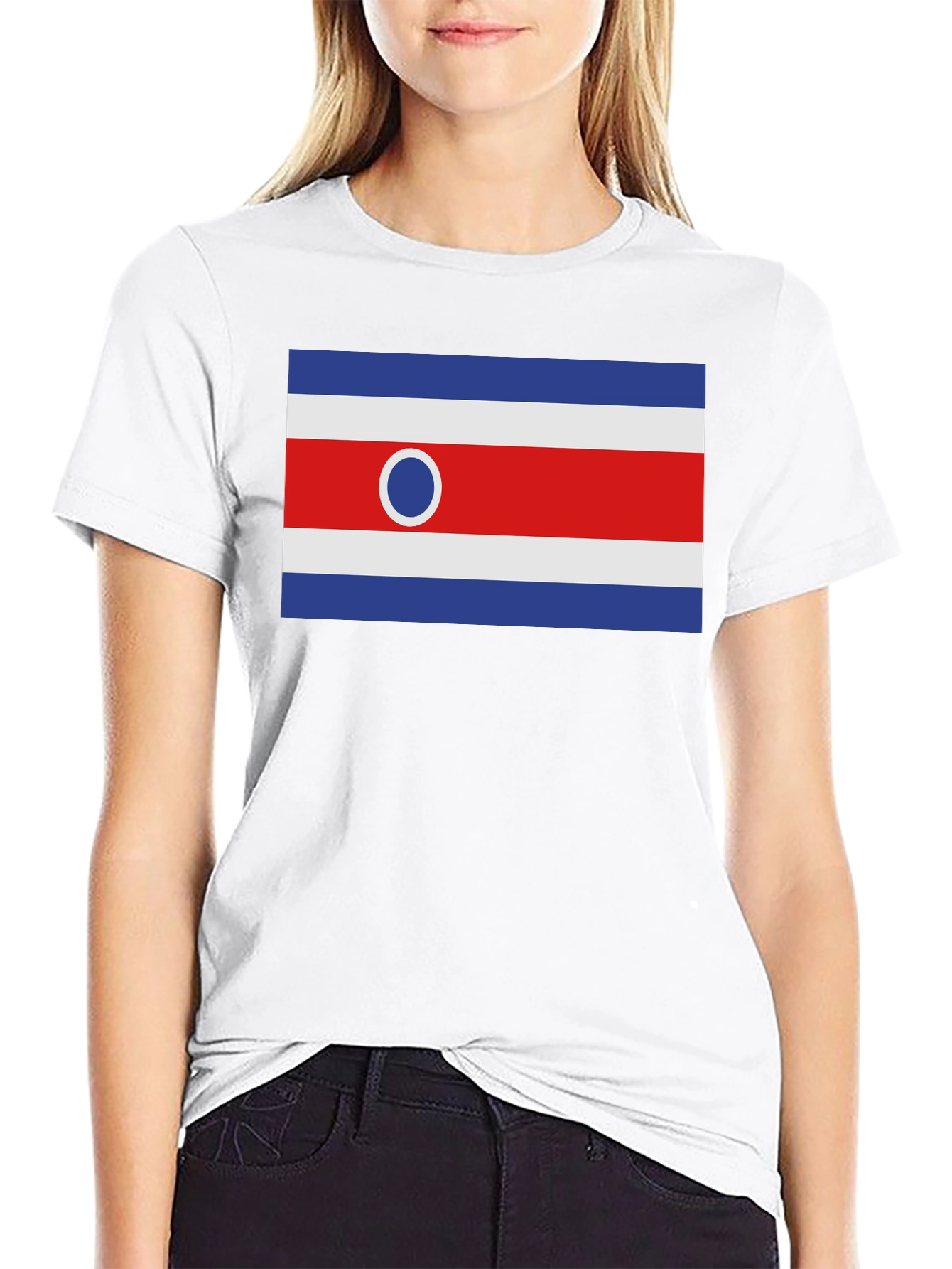 Costa Rica Flag Graphic Tee - Black Cotton T-Shirt