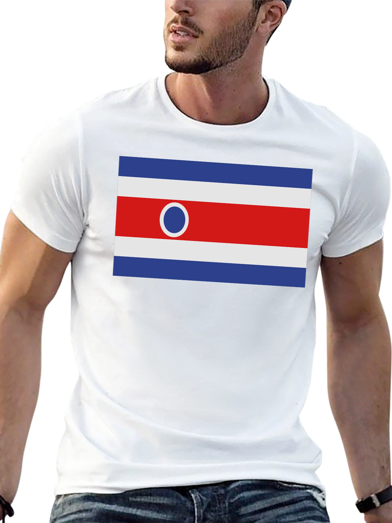 Costa Rica Flag Graphic Tee - Black Cotton T-Shirt