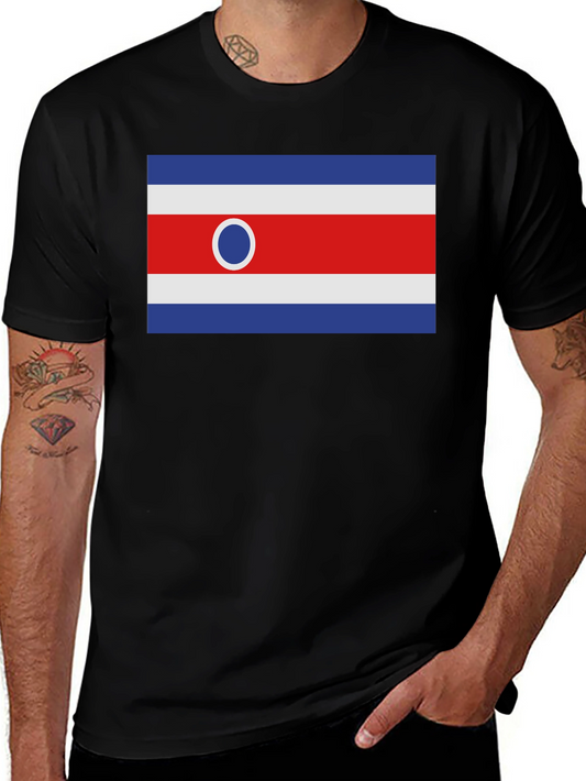 Costa Rica Flag Graphic Tee - Black Cotton T-Shirt