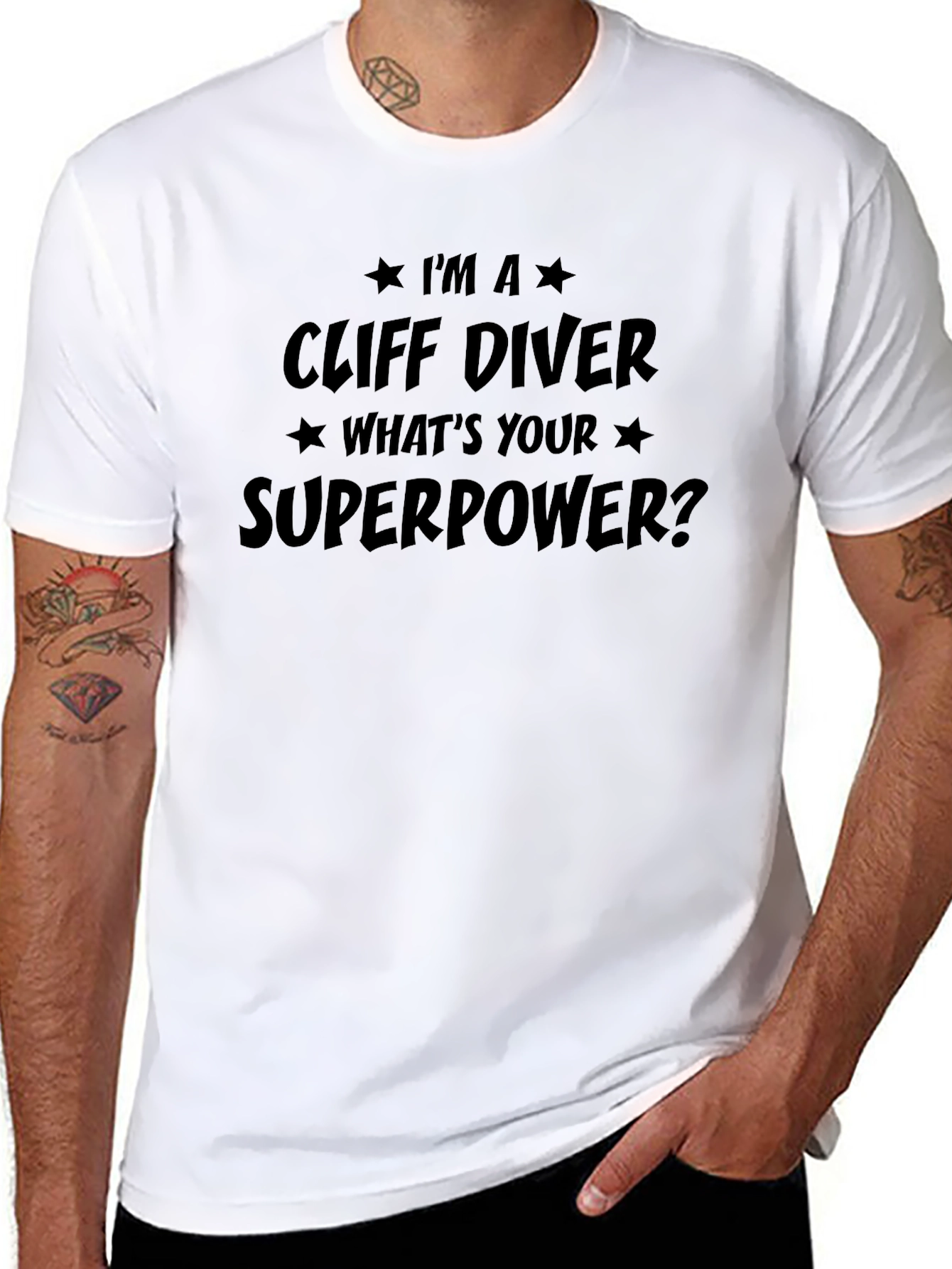 Cliff Diver Superpower T-Shirt - Black Graphic Tee
