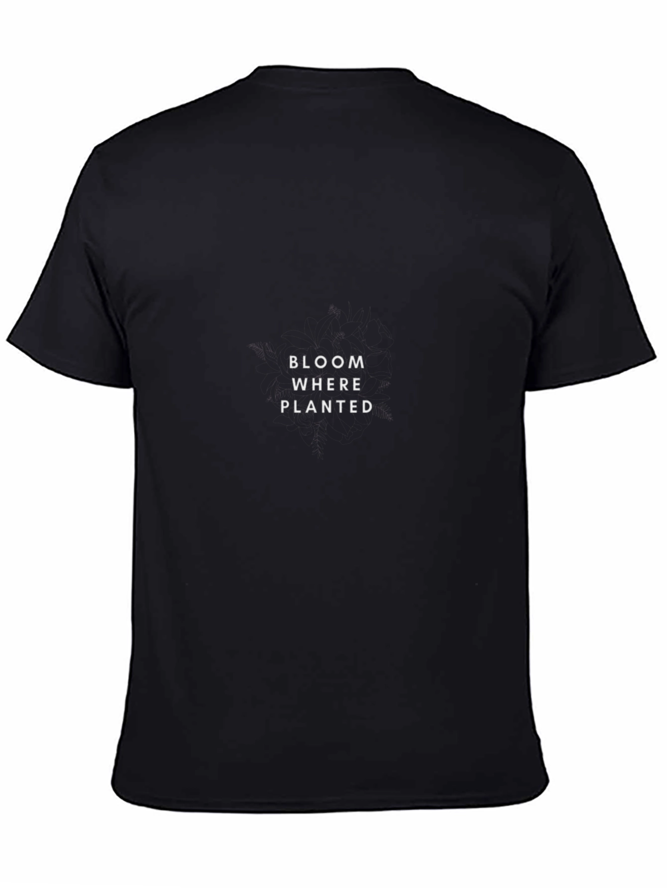 Bloom Where Planted Black Tee