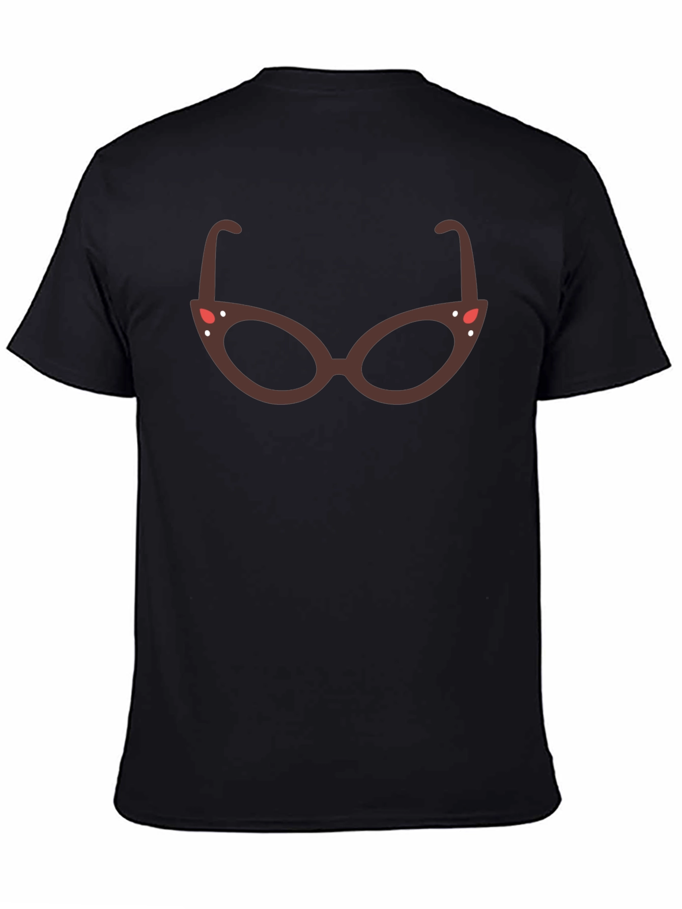 Retro Glasses Graphic Tee - Black Cotton Blend