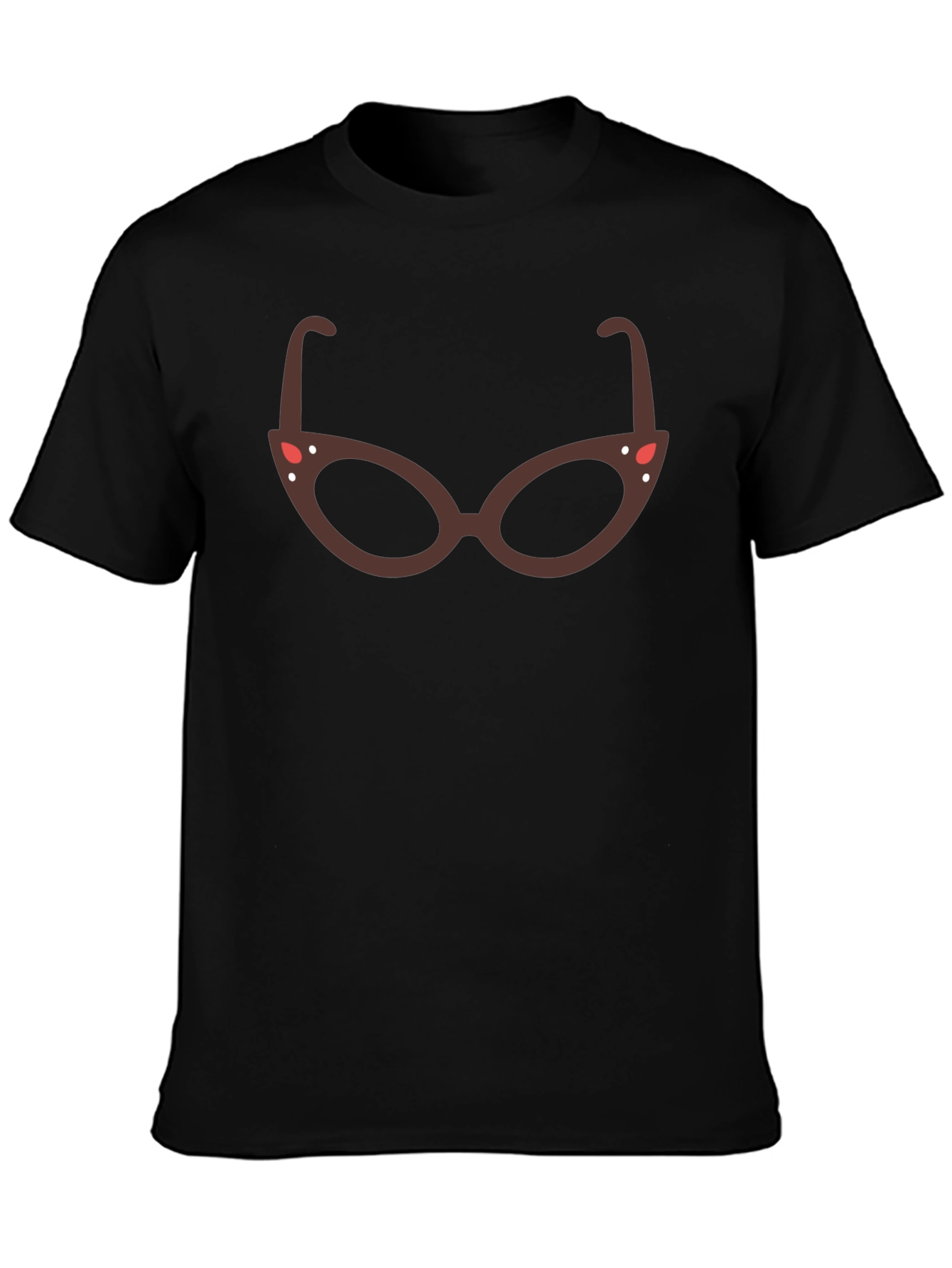 Retro Glasses Graphic Tee - Black Cotton Blend