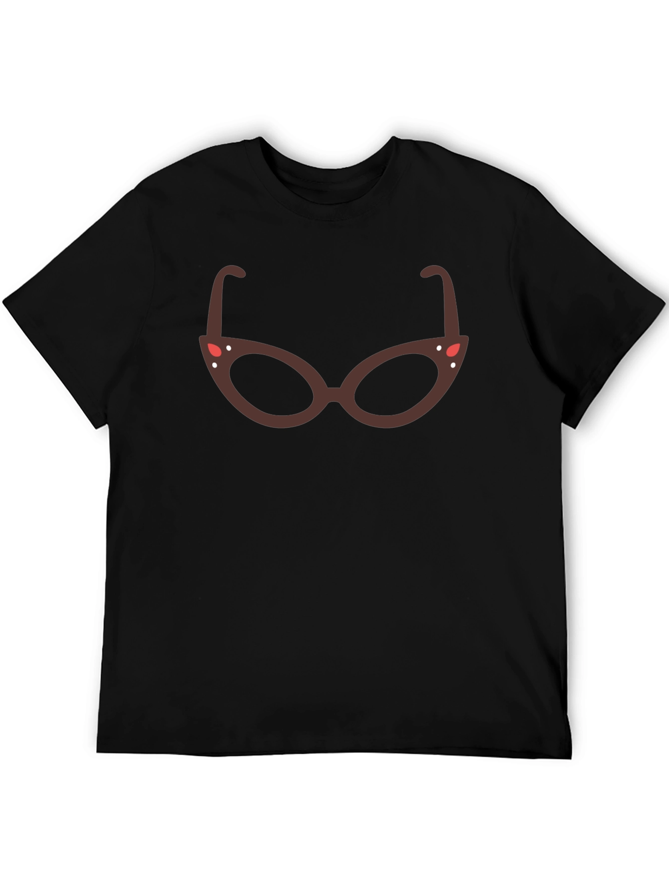 Retro Glasses Graphic Tee - Black Cotton Blend