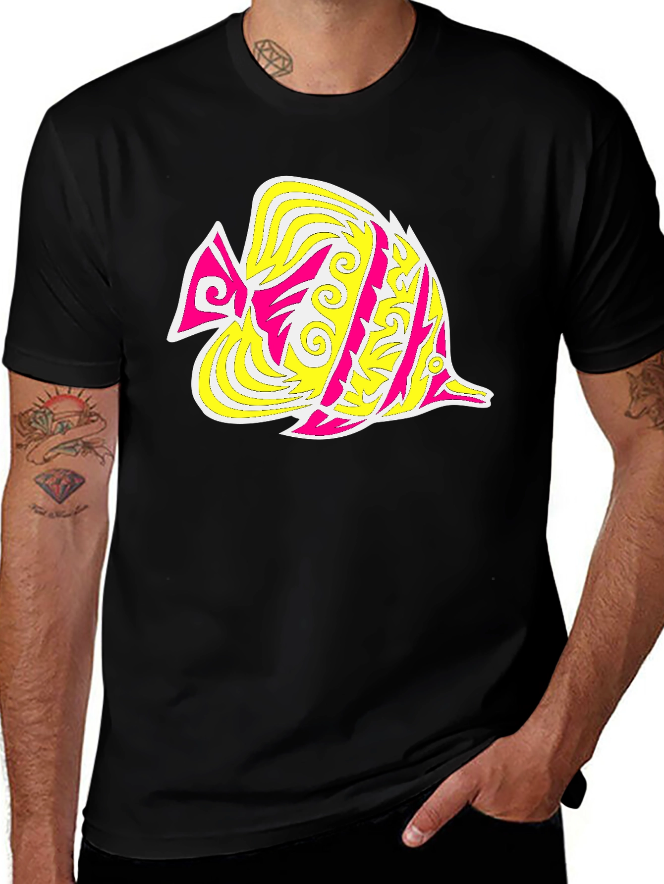 Funky Fish Graphic Tee - Stylish Black T-Shirt