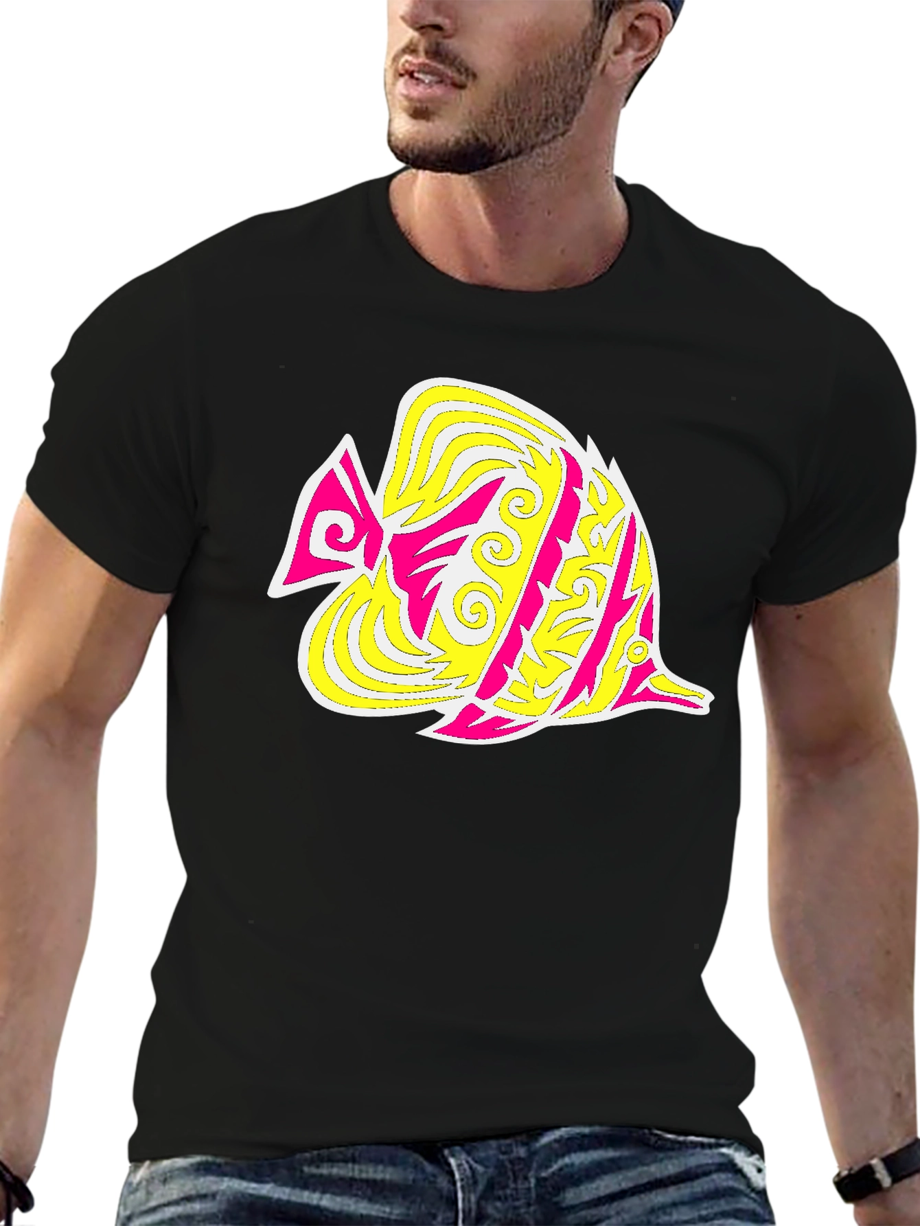Funky Fish Graphic Tee - Stylish Black T-Shirt